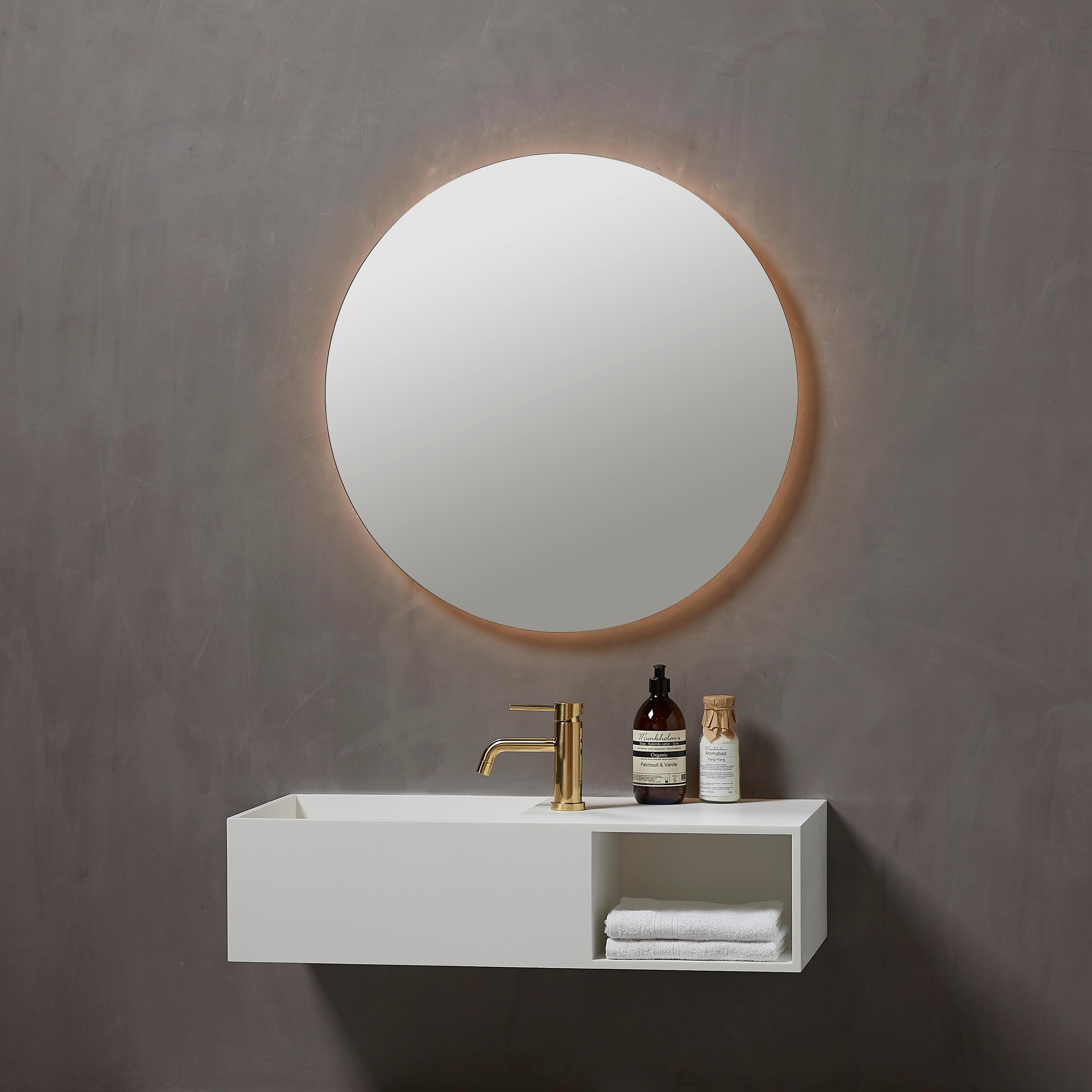 Runder Badspiegel in Silberfarben, 70x70 cm