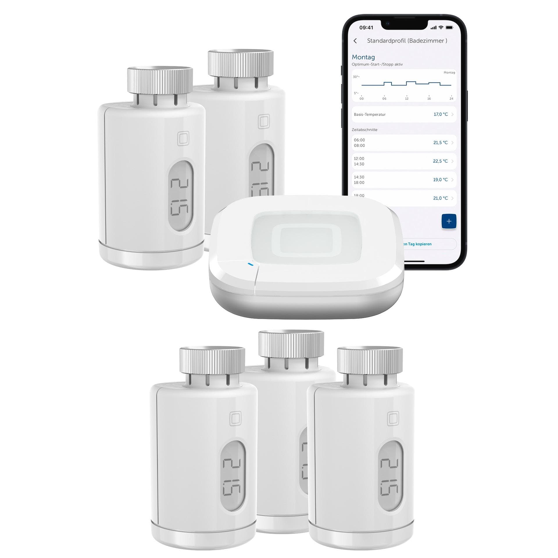 HOMEMATIC IP Heizkörperthermostat Starter Set Heizen pure für 5 Heizkörper