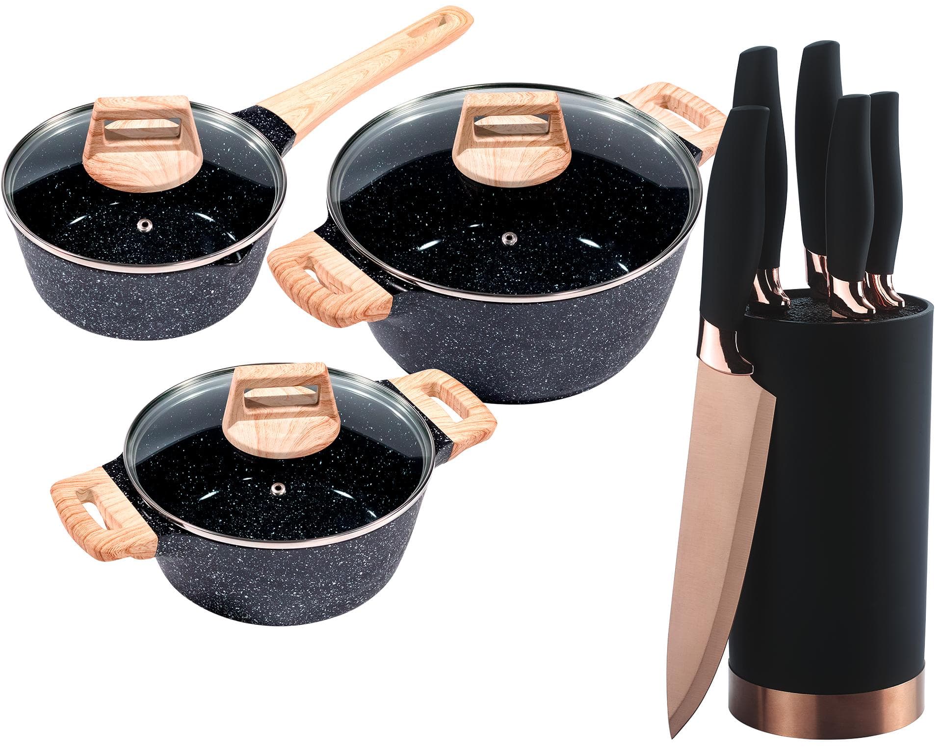 KING Kochtopfset Essential Aluminiumguss Induktion Antihaftbeschichtung Schwarz 7,5 l