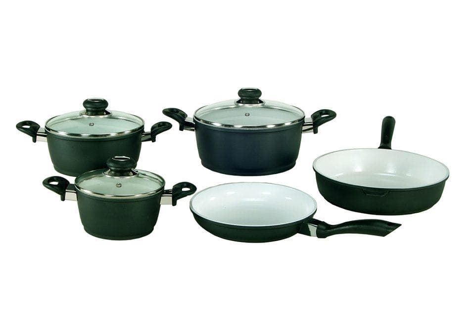 Topf-Set KRÜGER Oslo grau/weiß 8-tlg. Keramik Induktion