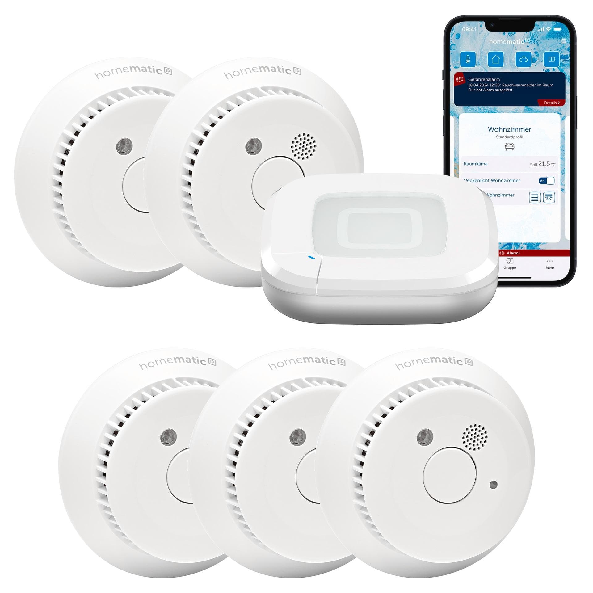 HOMEMATIC IP Smart-Home-Zubehör Starter Set Rauchwarnmelder 5 Räume