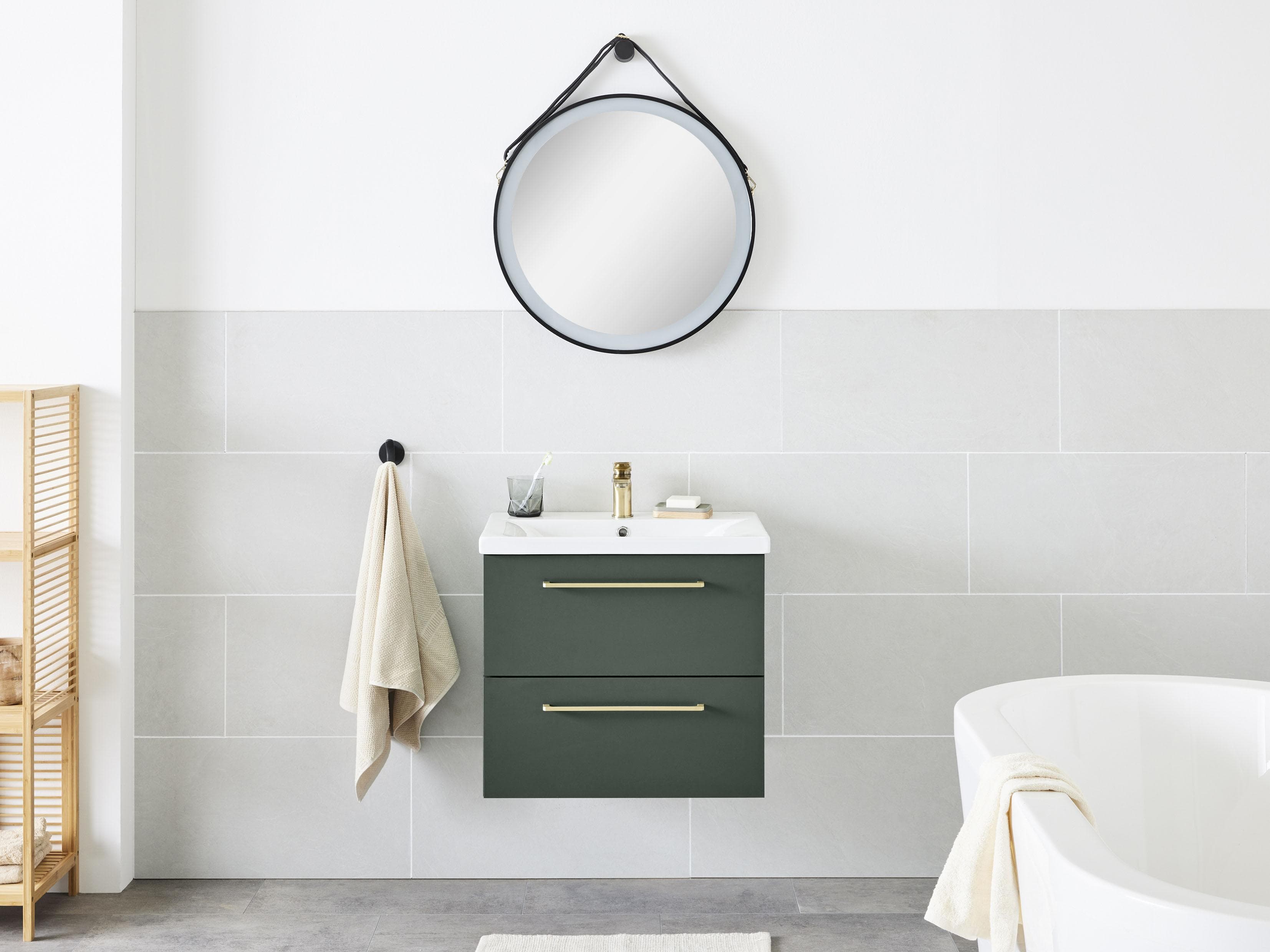 welltime Waschtisch Kent Badezimmerschrank 60 cm 2 Auszüge Softclose