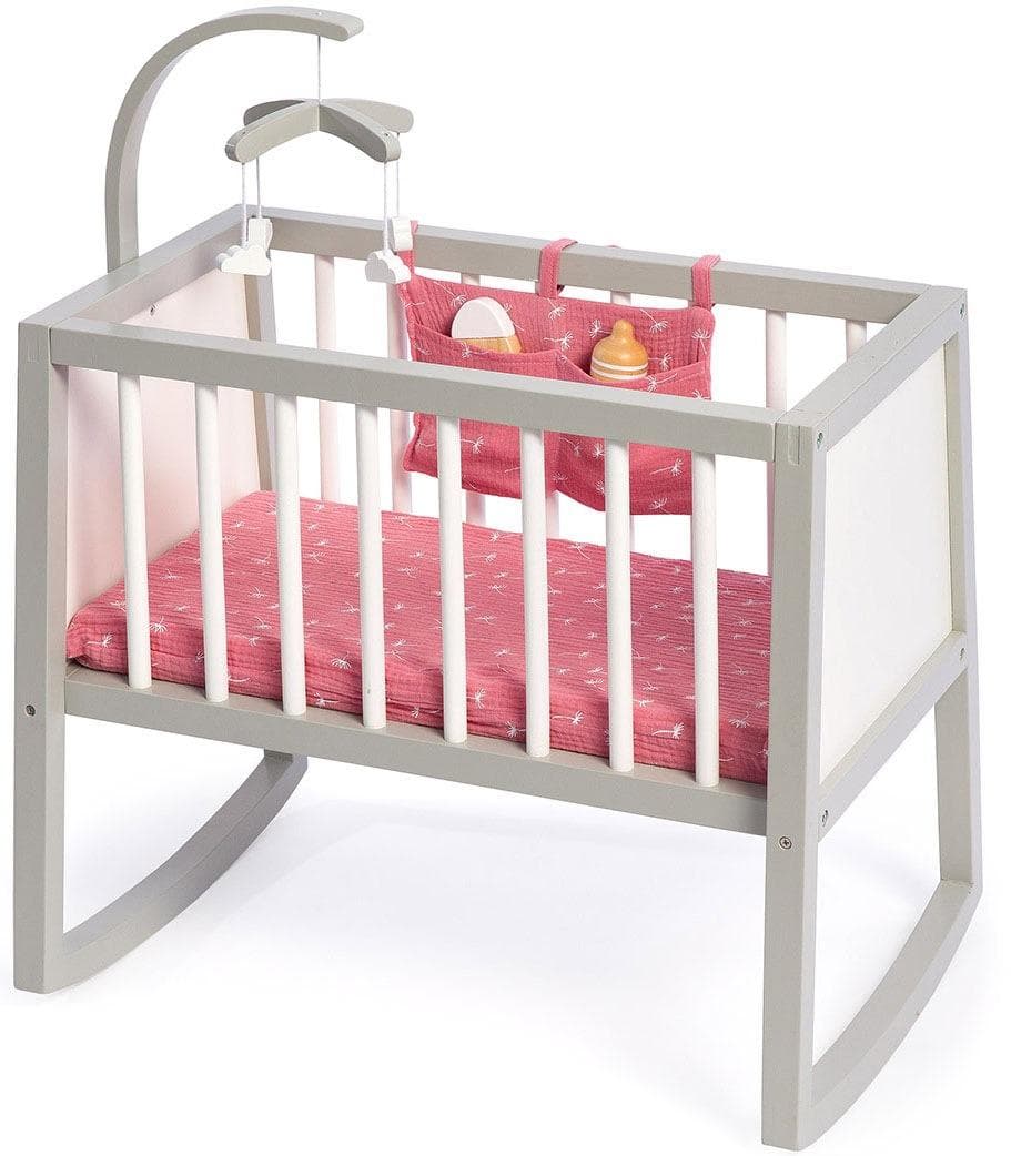 MUSTERKIND® Puppenwiege Viola grau/weiß