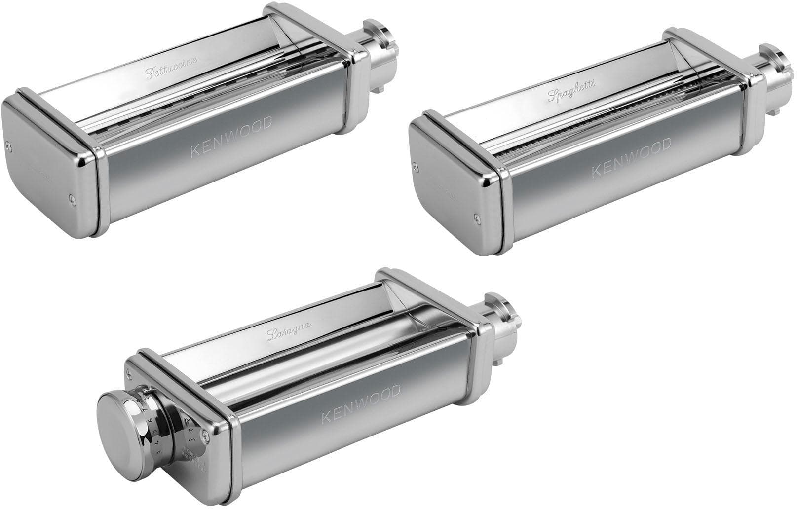 Kenwood Nudelwalzenvorsatz Pasta-Set für Lasagne, Spaghetti und Fettuccine MAX980ME Silber