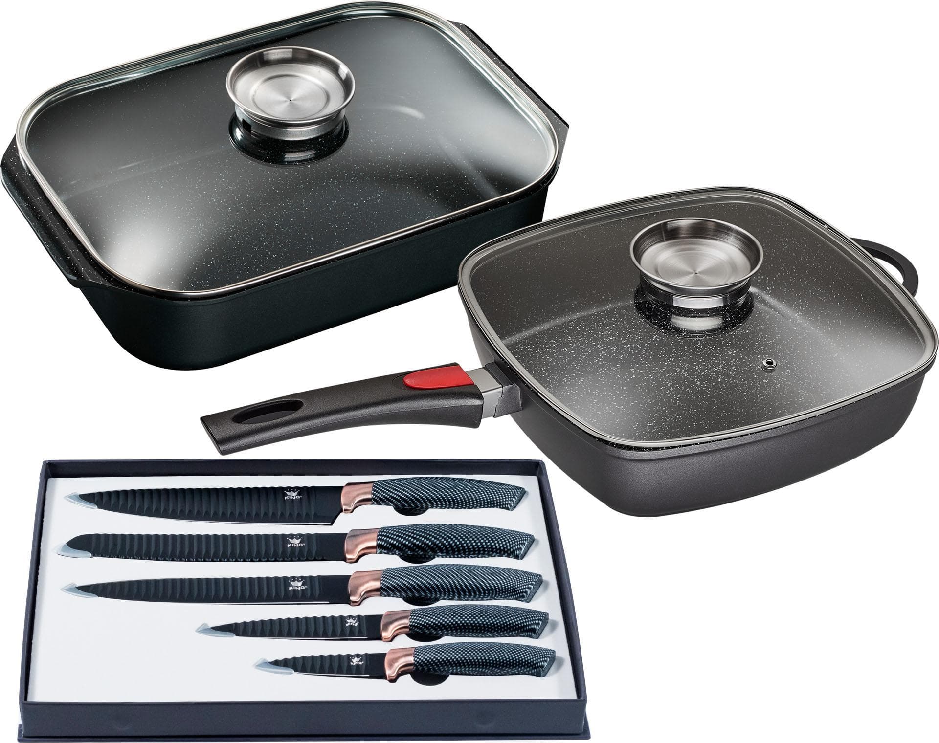 Modernes Pfannen-Set aus Aluguss und Keramik