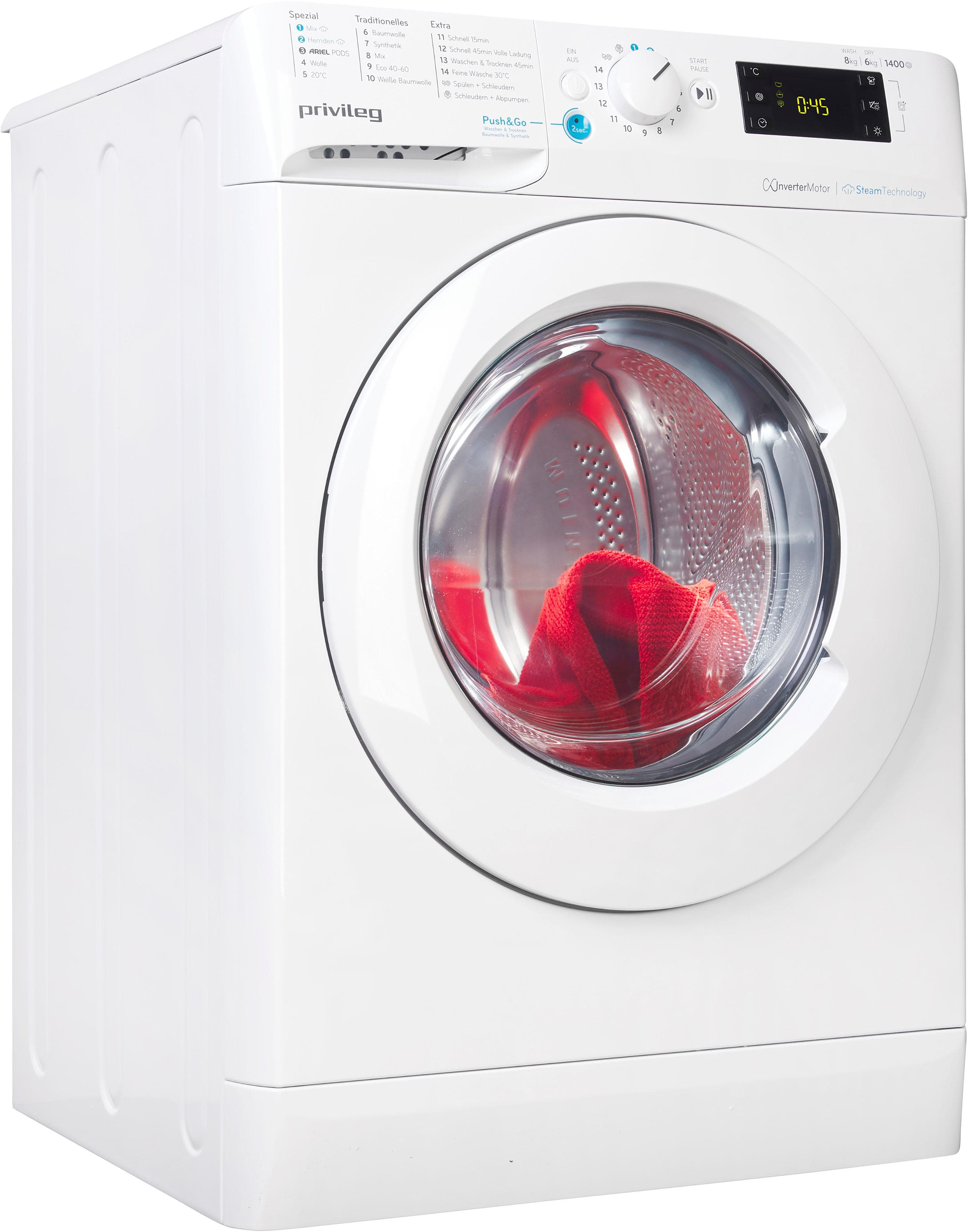 PRIVILEG Waschtrockner PWWTV X 86H69 Weiß Dynamic Inverter-Motor