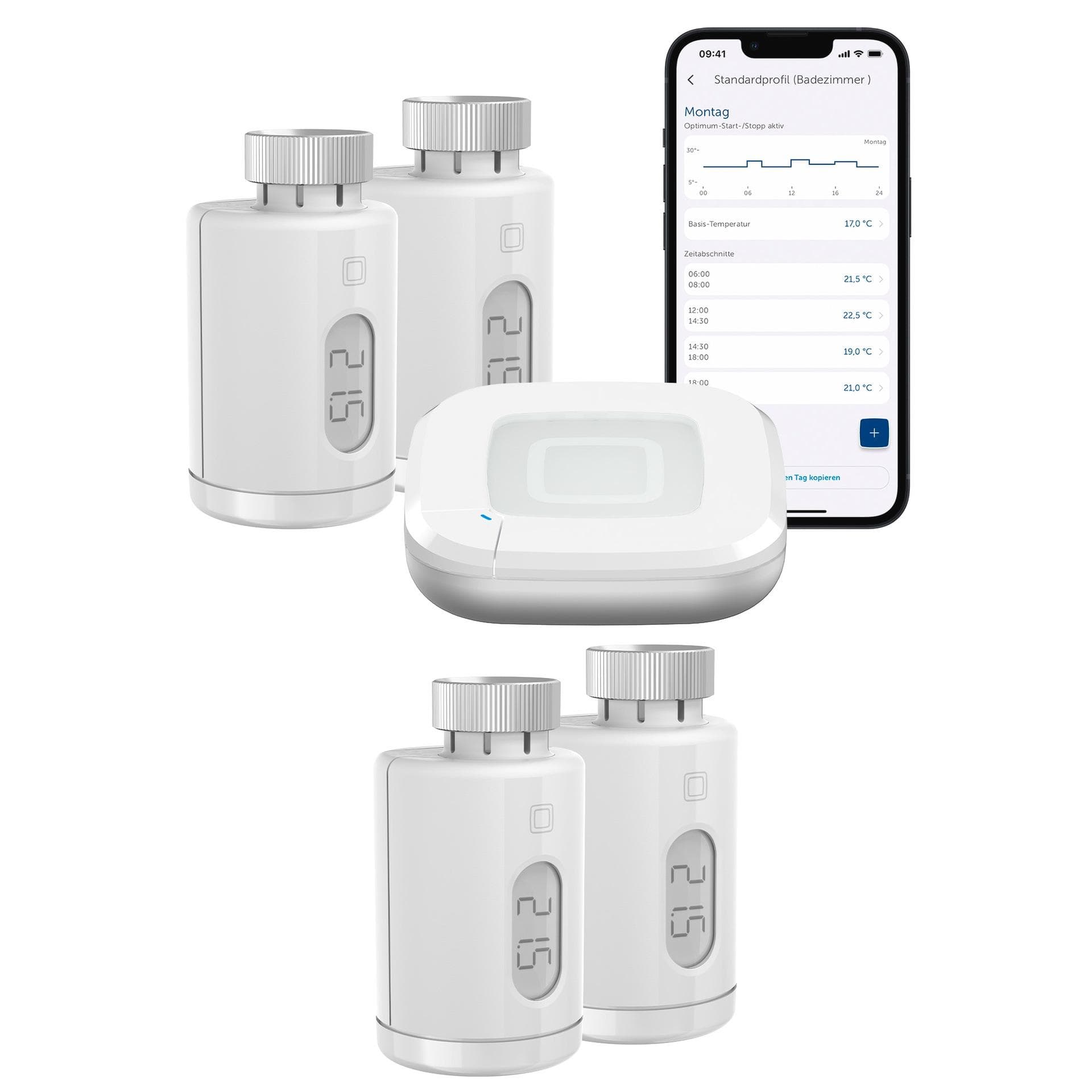HOMEMATIC IP Heizkörperthermostat Starter Set Heizen pure für 4 Heizkörper