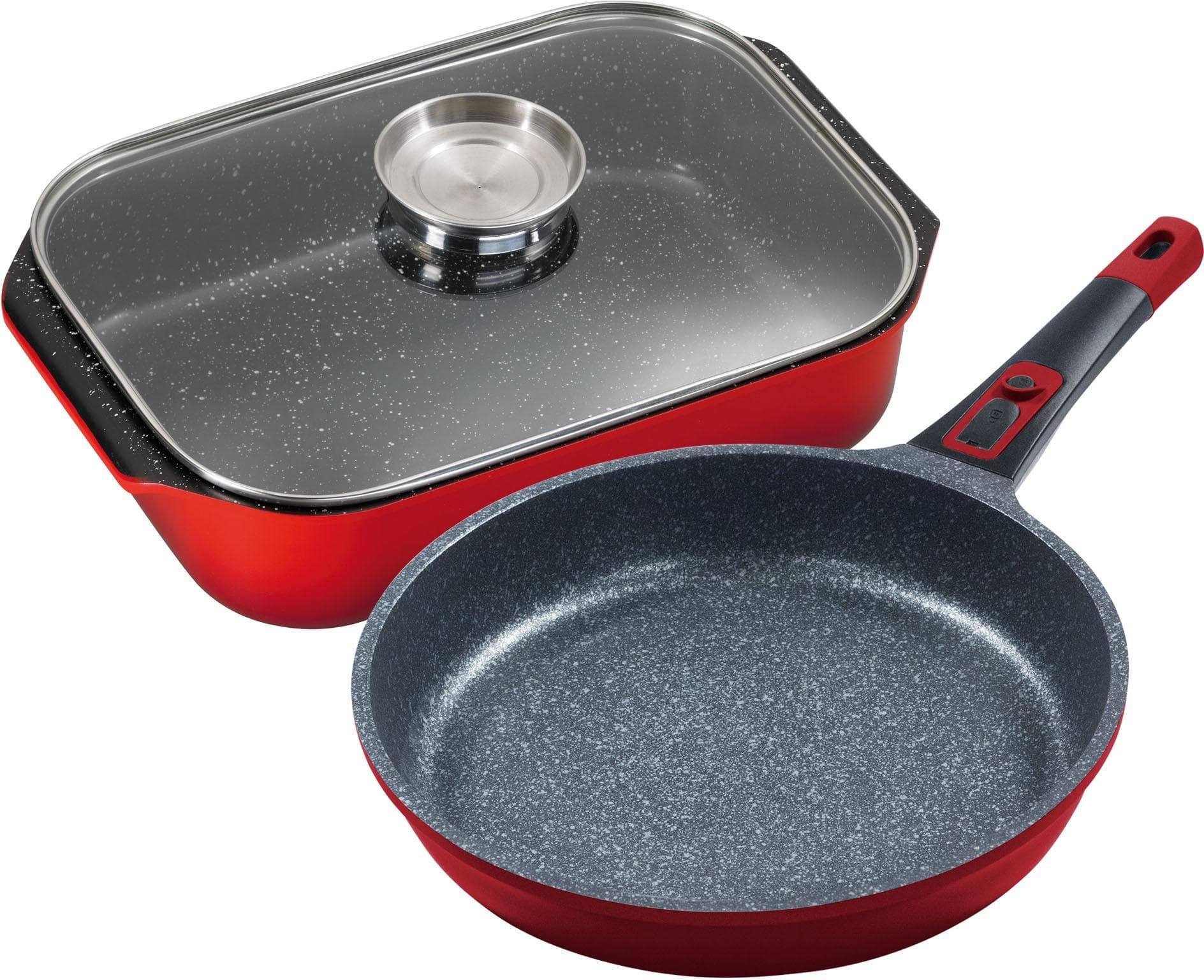 Hochwertiger Bräter aus Aluguss und Keramik in Rot