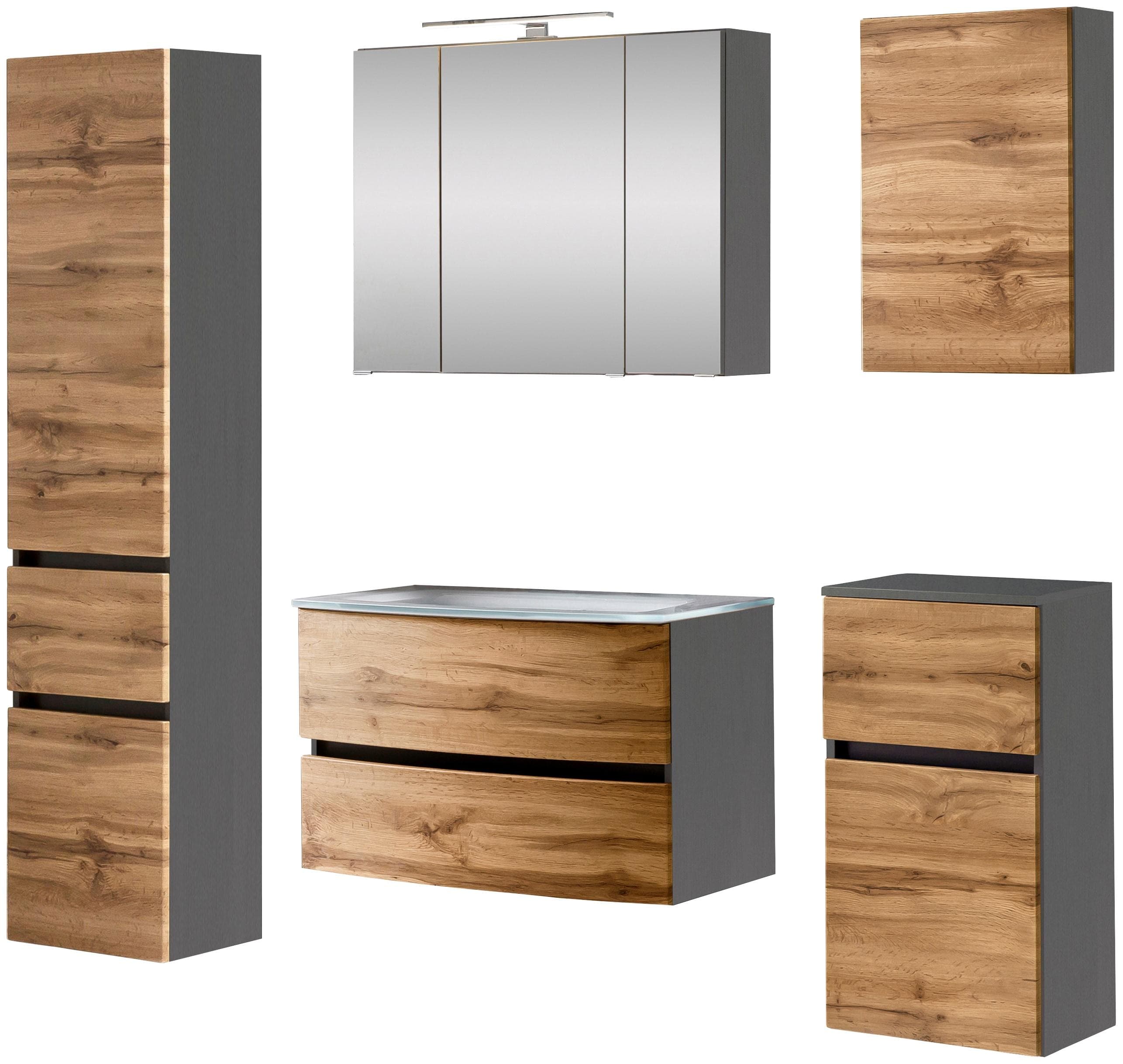 Badezimmer-Set WELLTIME Kaunas Wotaneiche/Grau
