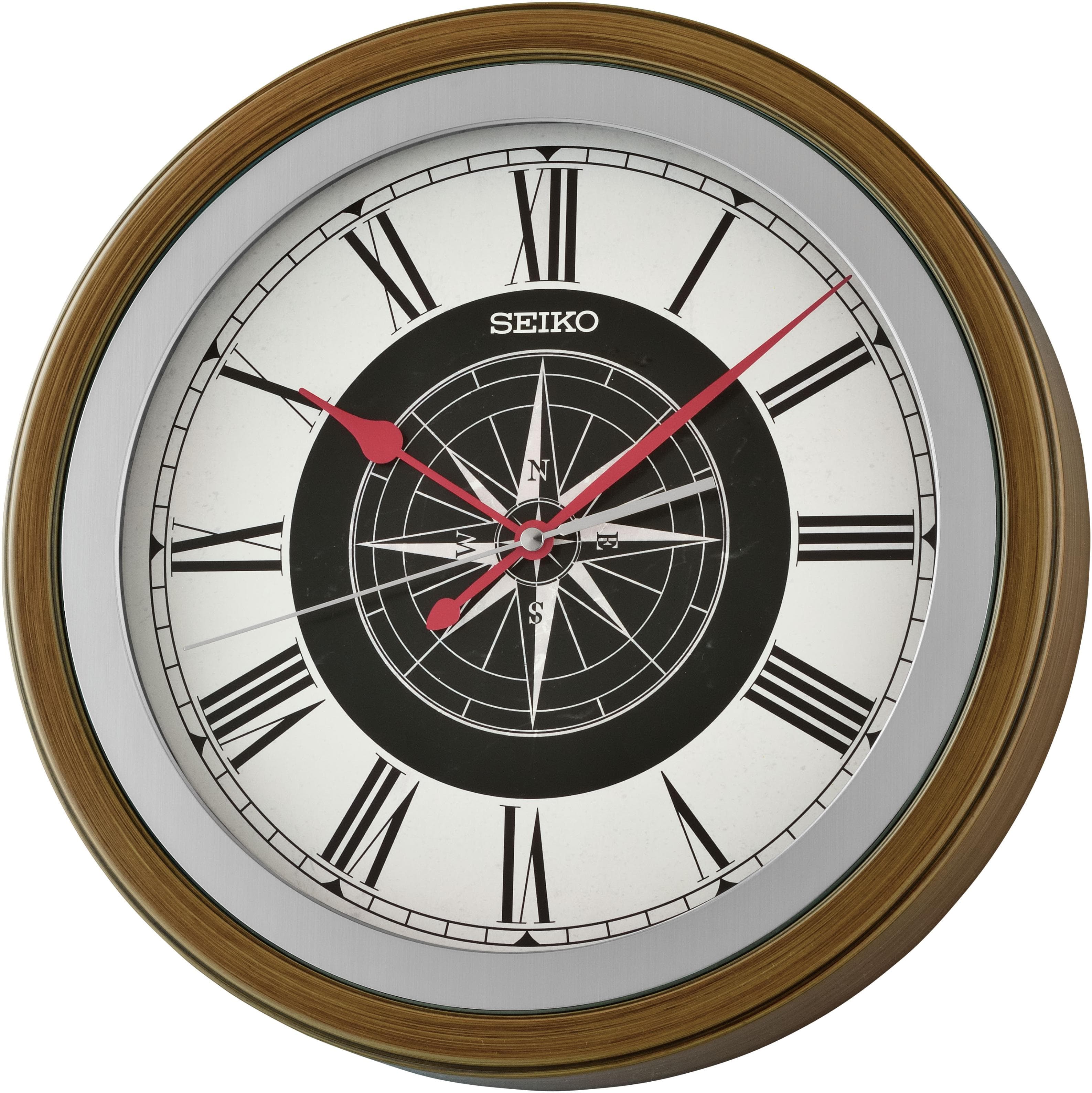 Seiko Wanduhr Braun Quarzuhr Durchlaufende Sekunde