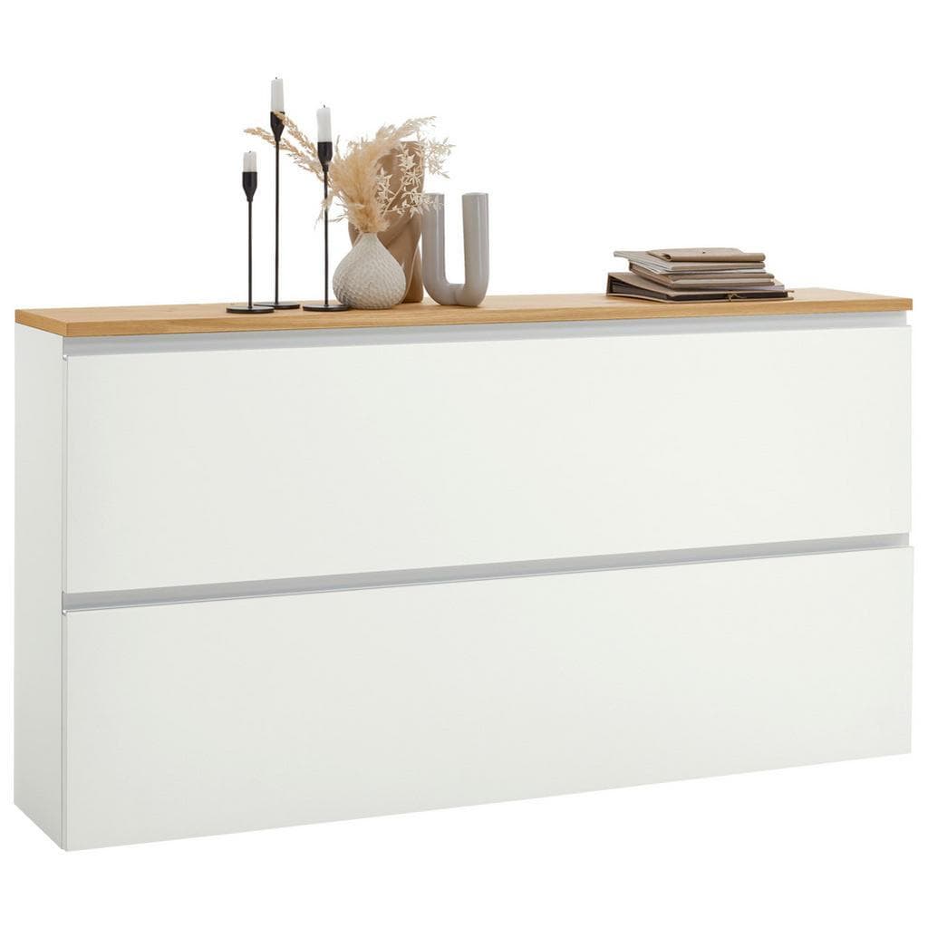 Dieter Knoll Hängeschuhschrank Weiß Balkeneiche Furniert 4 Fächer