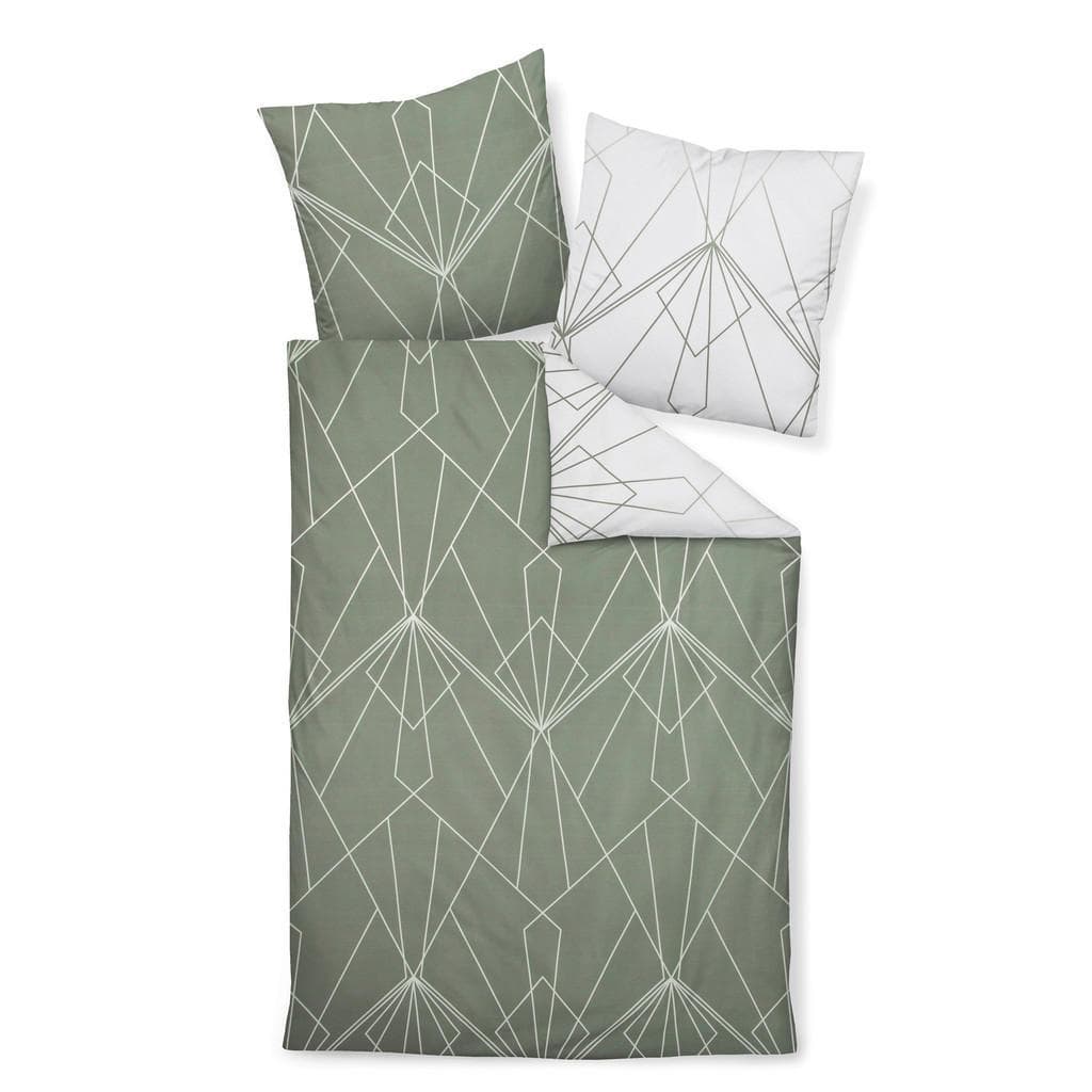 Janine Wendebettwäsche J.D. Jadegrün Weiß Mako-Satin 2-tlg.