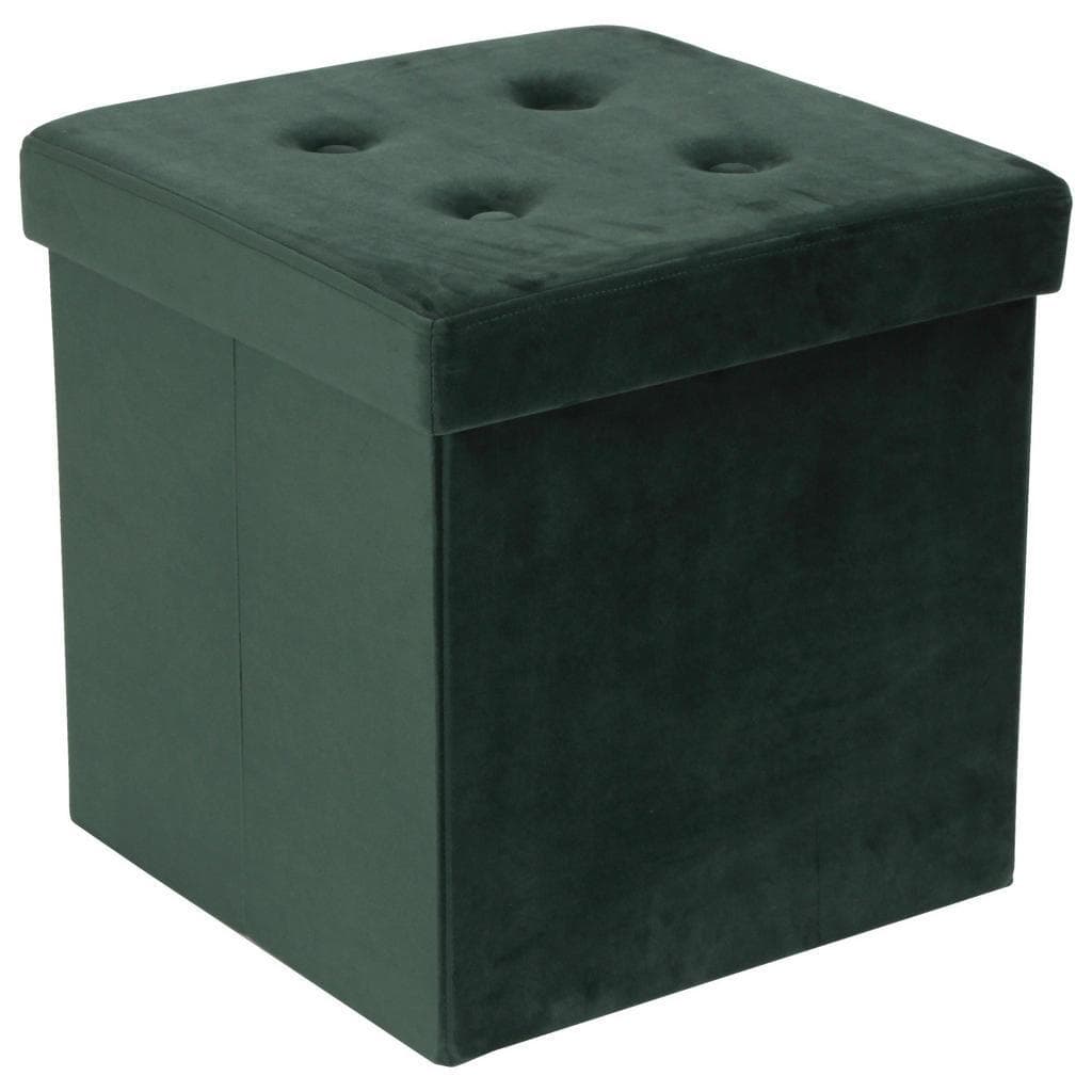 Carryhome Sitzbox Grün Textil 38x38x38 cm Faltbar Stauraum Wohnzimmer Hocker Sitzwürfel