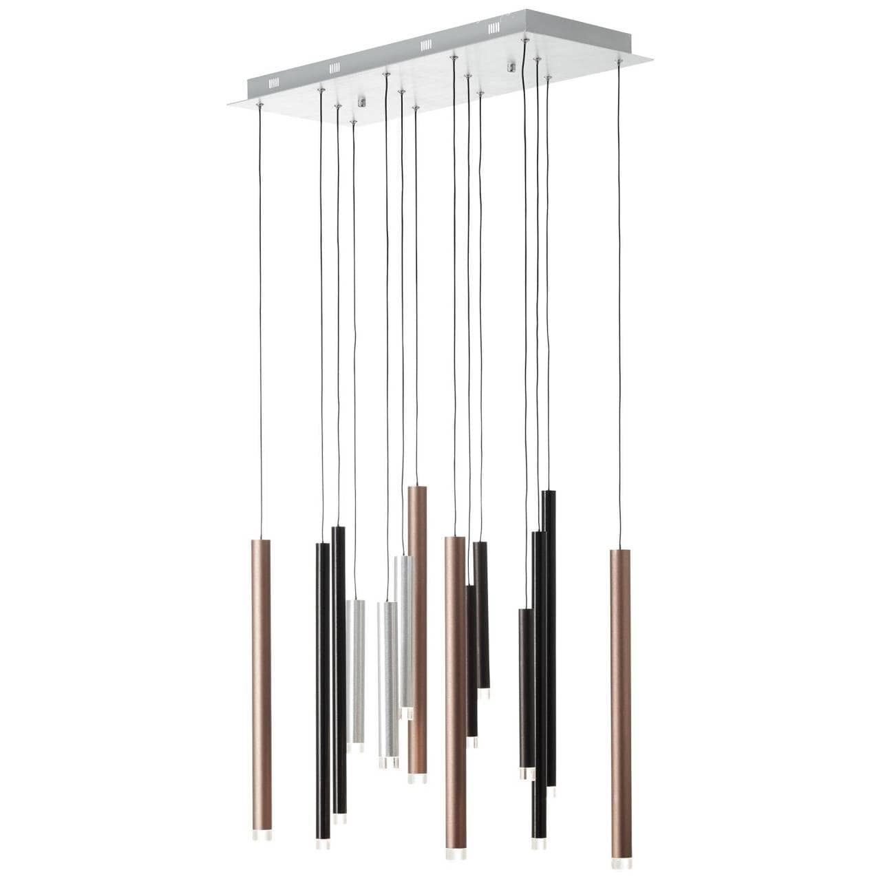 BRILLIANT Pendelleuchte Cembalo LED 14-flg. Braun Dimmbar Höhenverstellbar