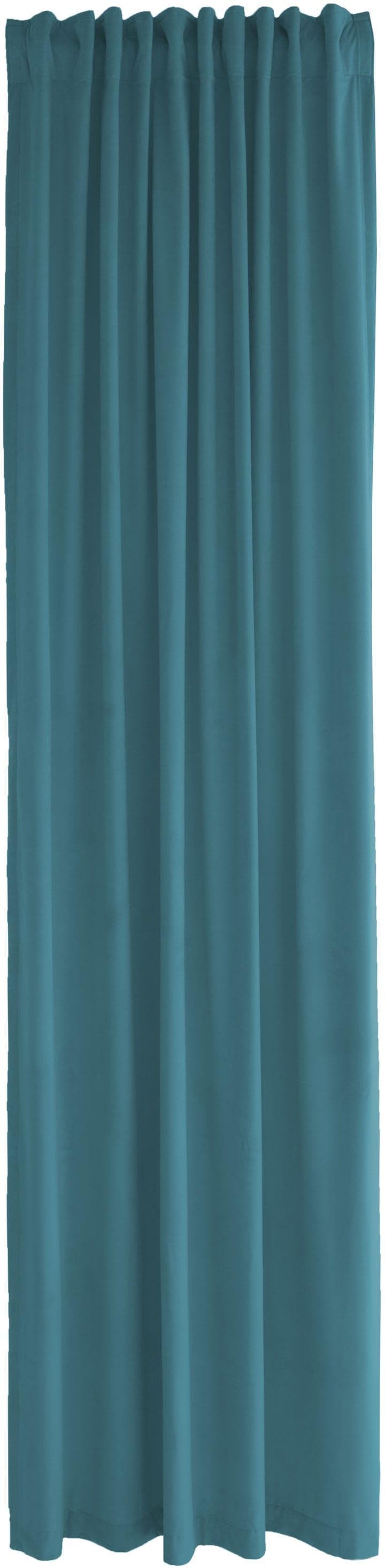HOMING Velia Vorhang Petrol: Blickdichte Gardine mit Verdeckten Schlaufen