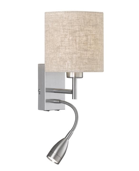 Fischer und Honsel Wandlampe Dreamer LED-Leselicht Nickel/Beige