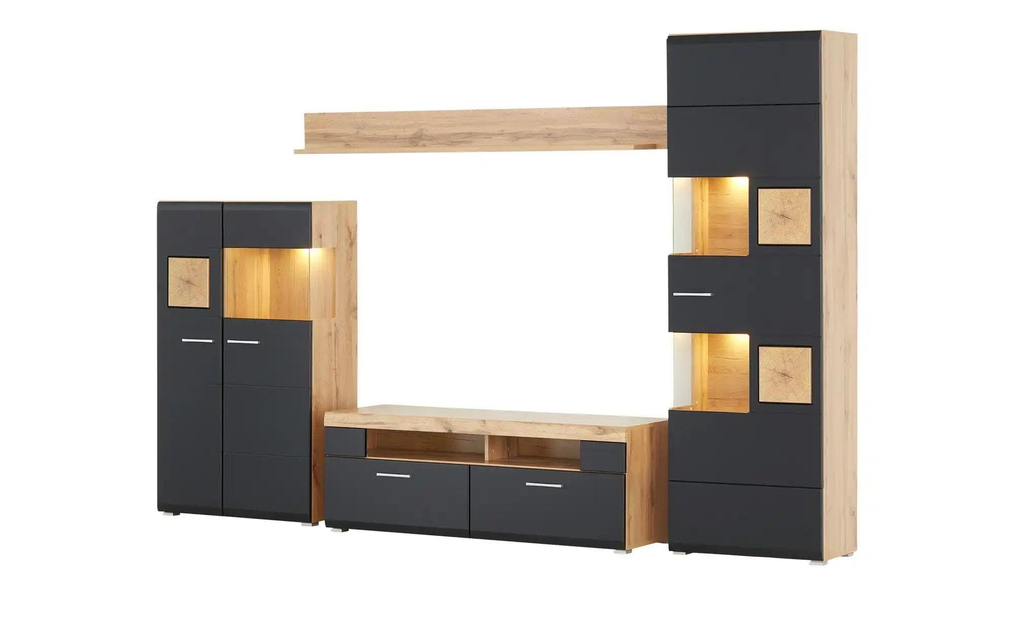 Höffner Wohnwand Cortina Schwarz Modernes Design