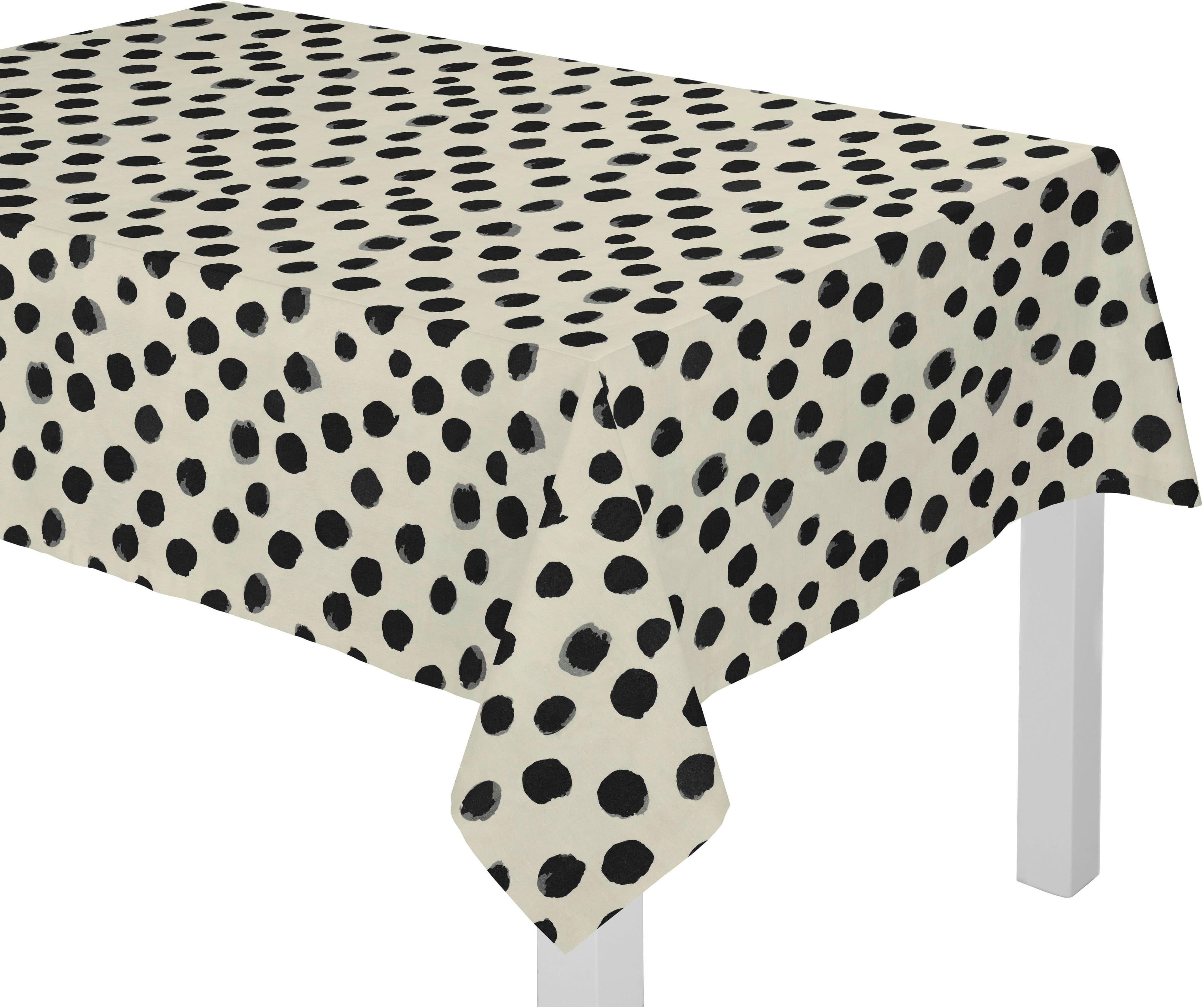 Tischdecke ADAM Dots Schwarz Leinen Bio-Baumwolle