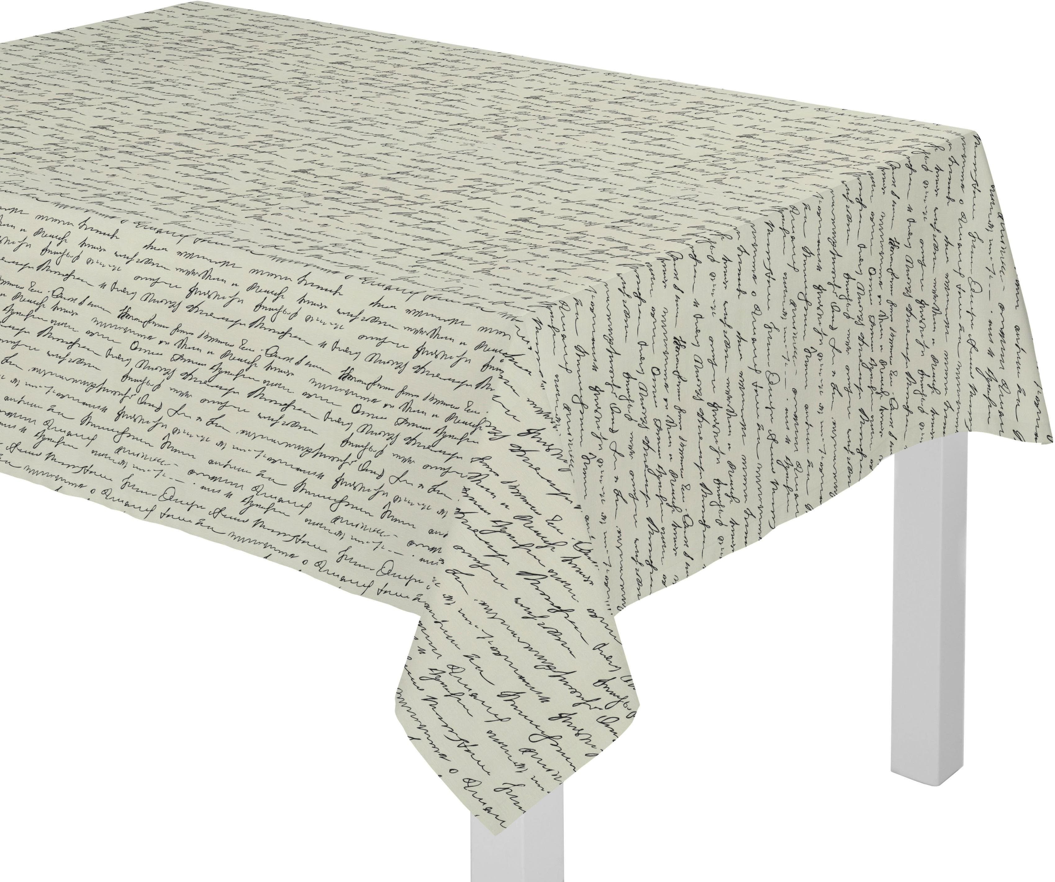 Tischdecke ADAM Scribble Schwarz Natur Leinen Bio-Baumwolle