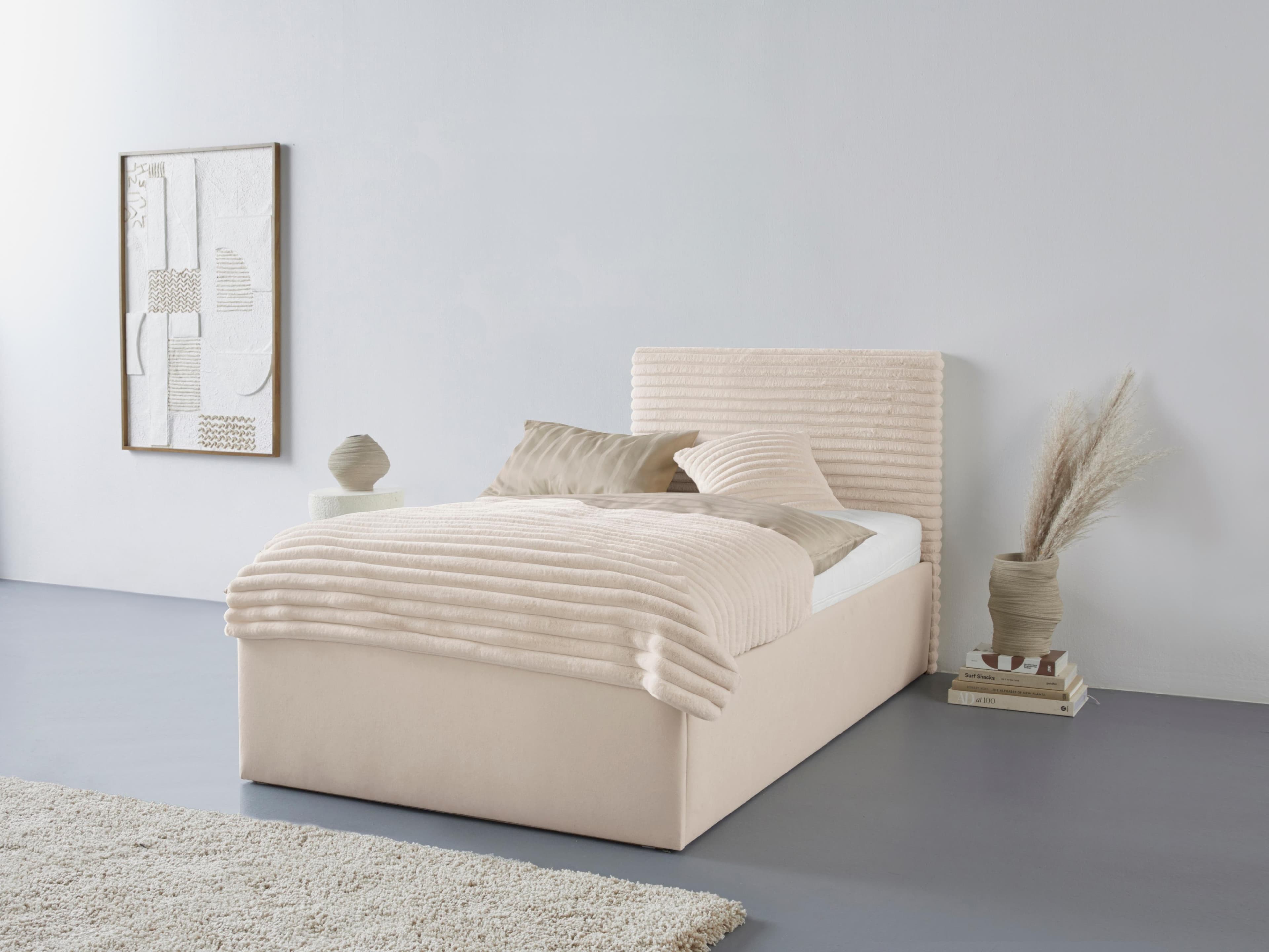 Westfalia Schlafkomfort Polsterbett Vita mit Stauraum und Verstellbarem Kopfteil