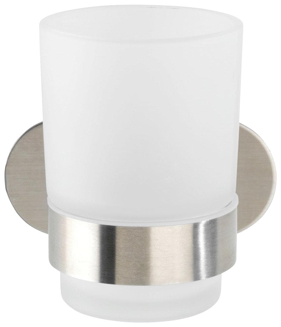 WENKO Orea Zahnputzbecher: Edler Edelstahl & Satiniertes Glas für Modernes Bad