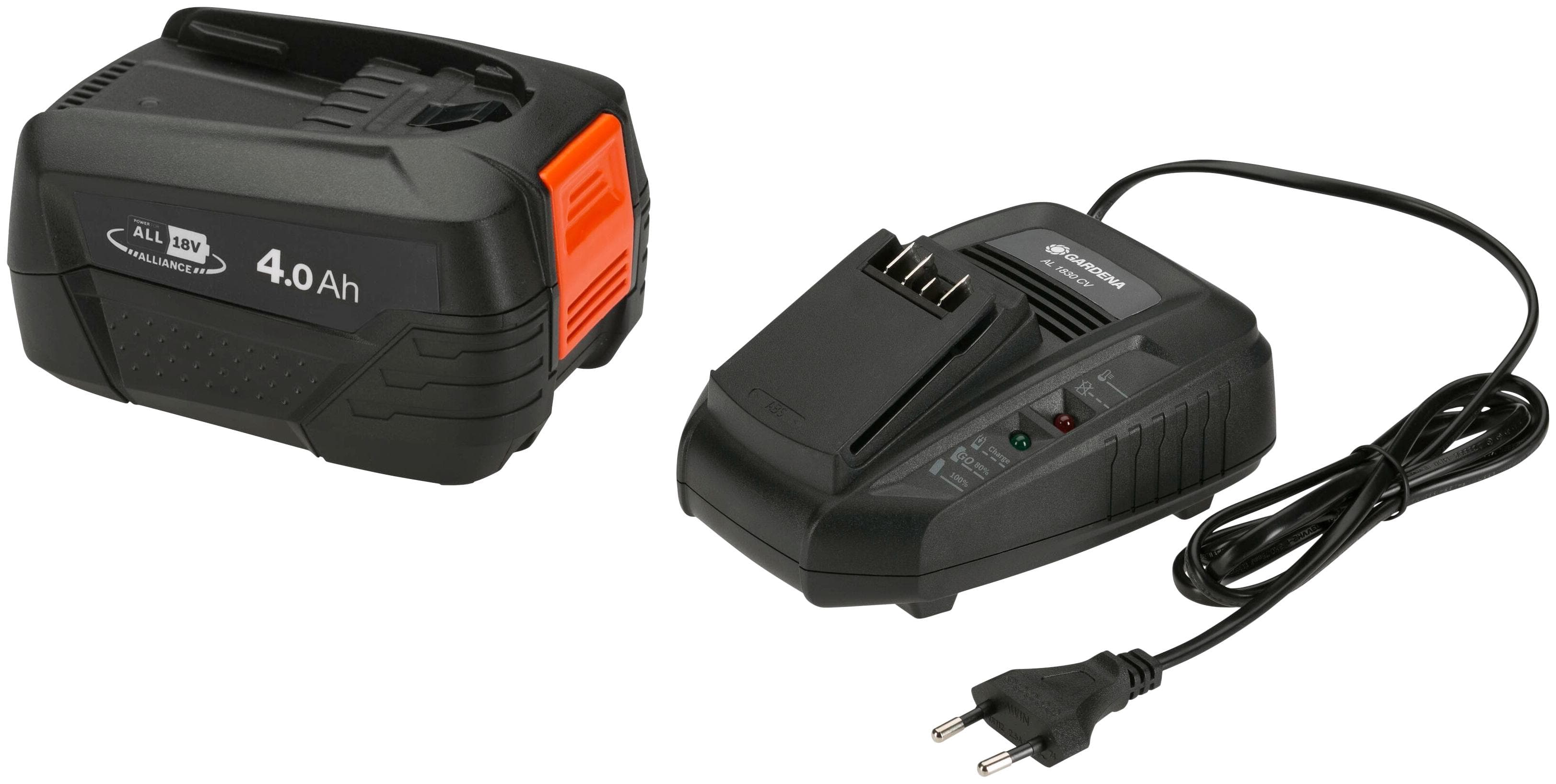 Gardena Akku-Set 18V/72 + AL 1830 CV, 14908-20, Gelb/Grau, 4,0 Ah