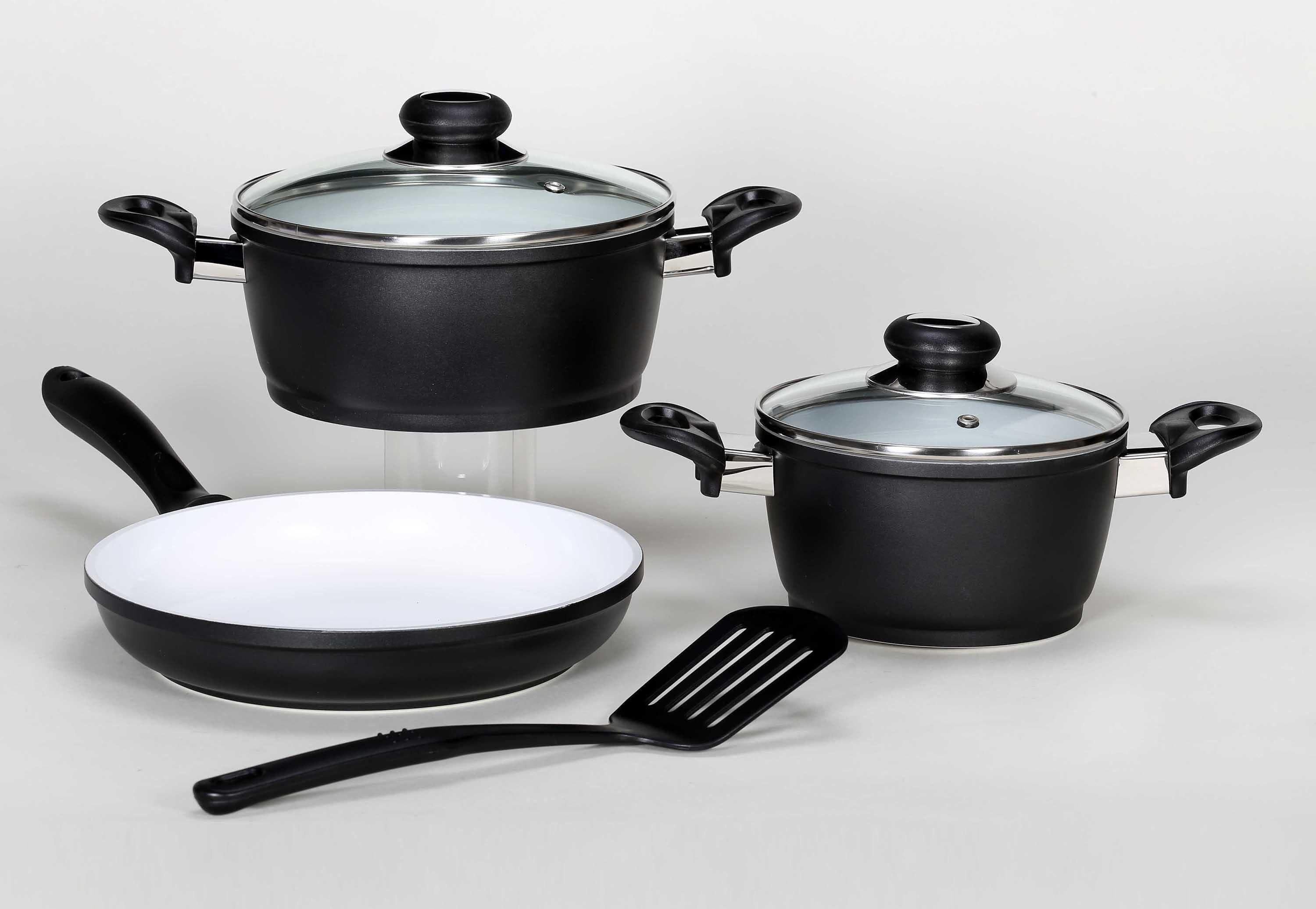 Topf-Set KRÜGER Oslo schwarz/weiß Induktion 6-teilig