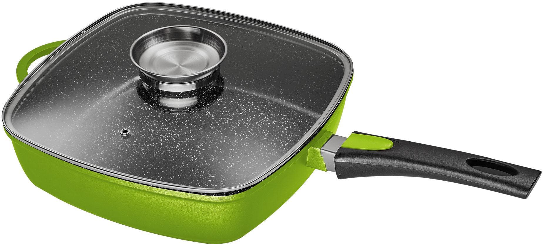 Moderne Bratpfanne aus Aluguss und Keramik, grün