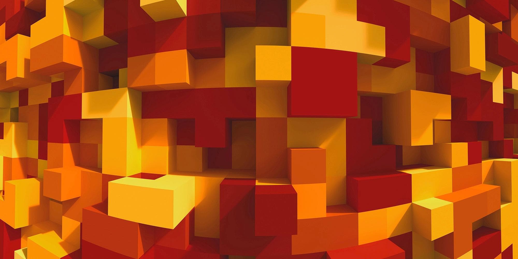 Fototapete ARCHITECTS PAPER 3D Cubes Orange Gelb Orange Rot