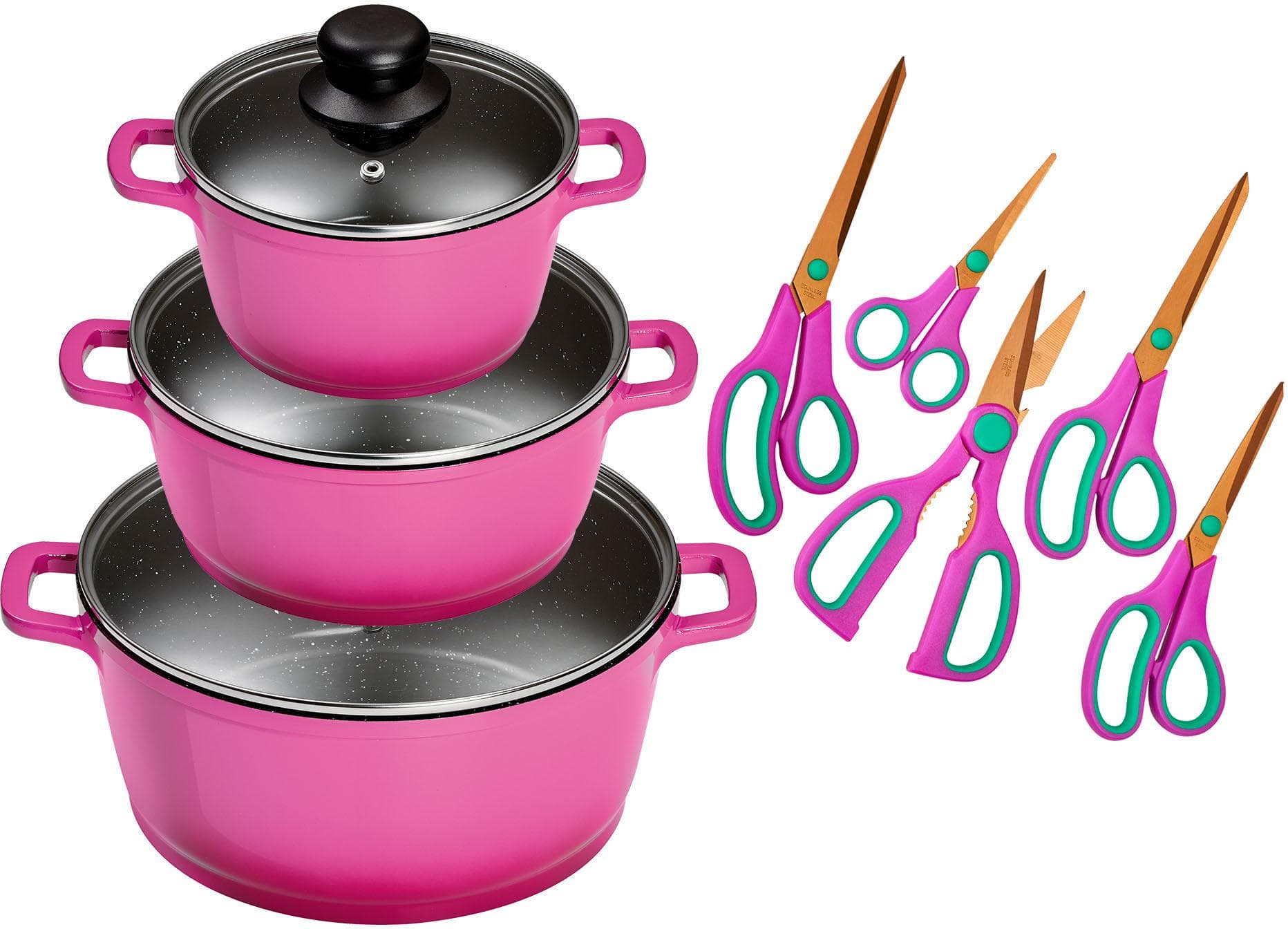 KING Kochtopfset ALUGUSS Violett Induktion Keramik-Antihaft-Beschichtung