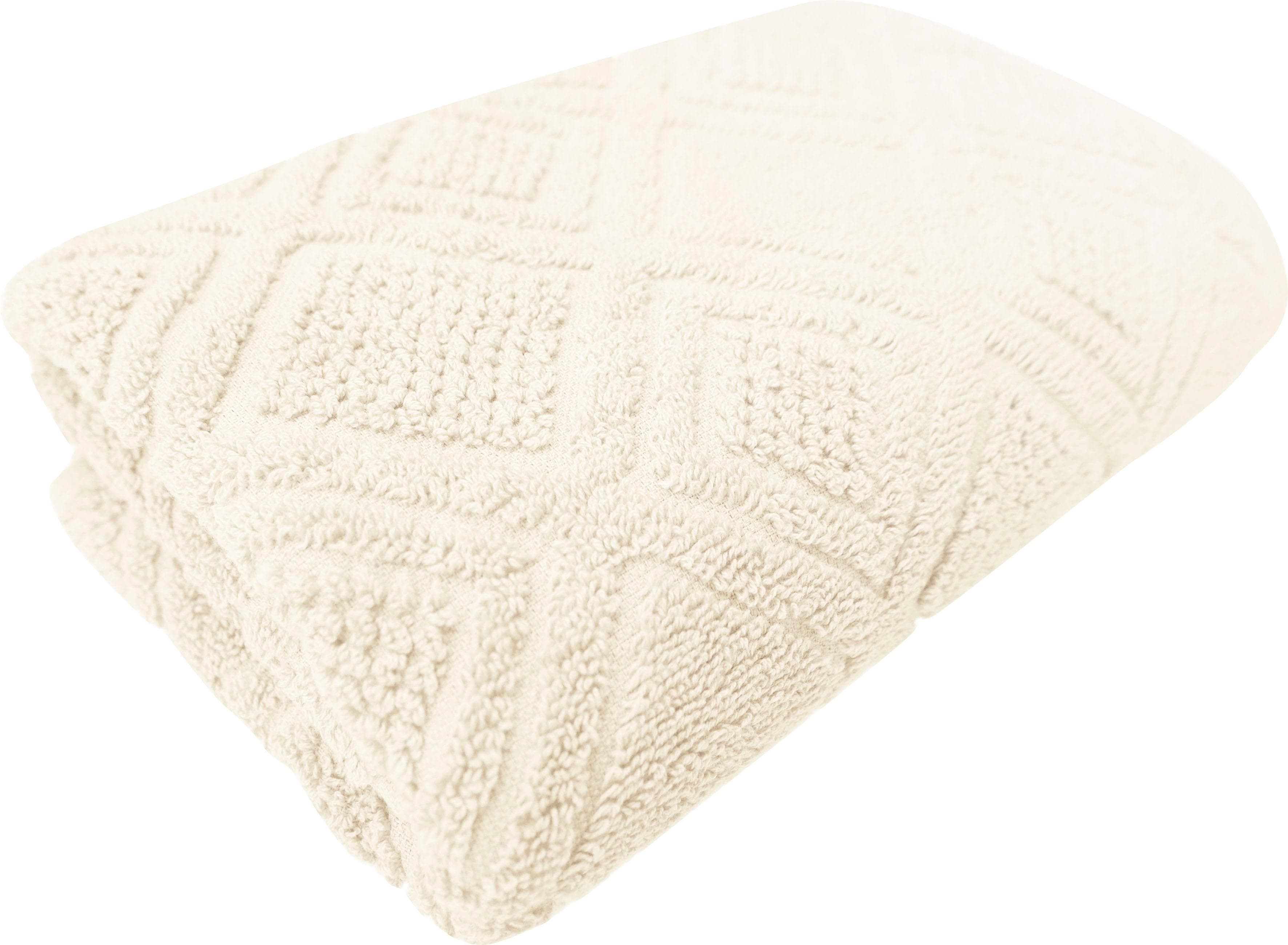 FRAMSOHN Frottier Handtuch Set Mosaik Beige Weiß 100% Baumwolle