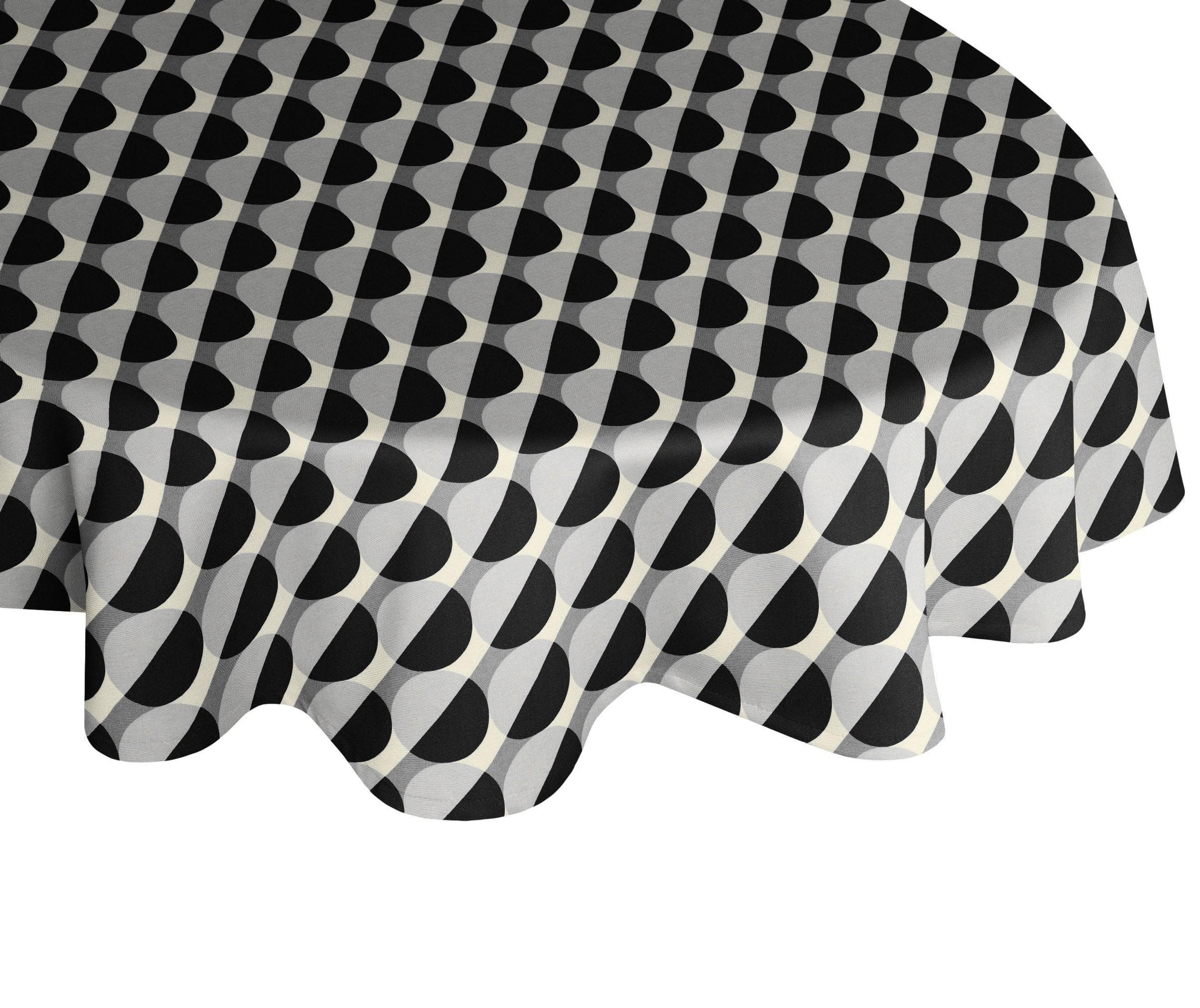 ADAM Tischdecke Circles Grau Schwarz Retro Vintage 100% Bio-Baumwolle