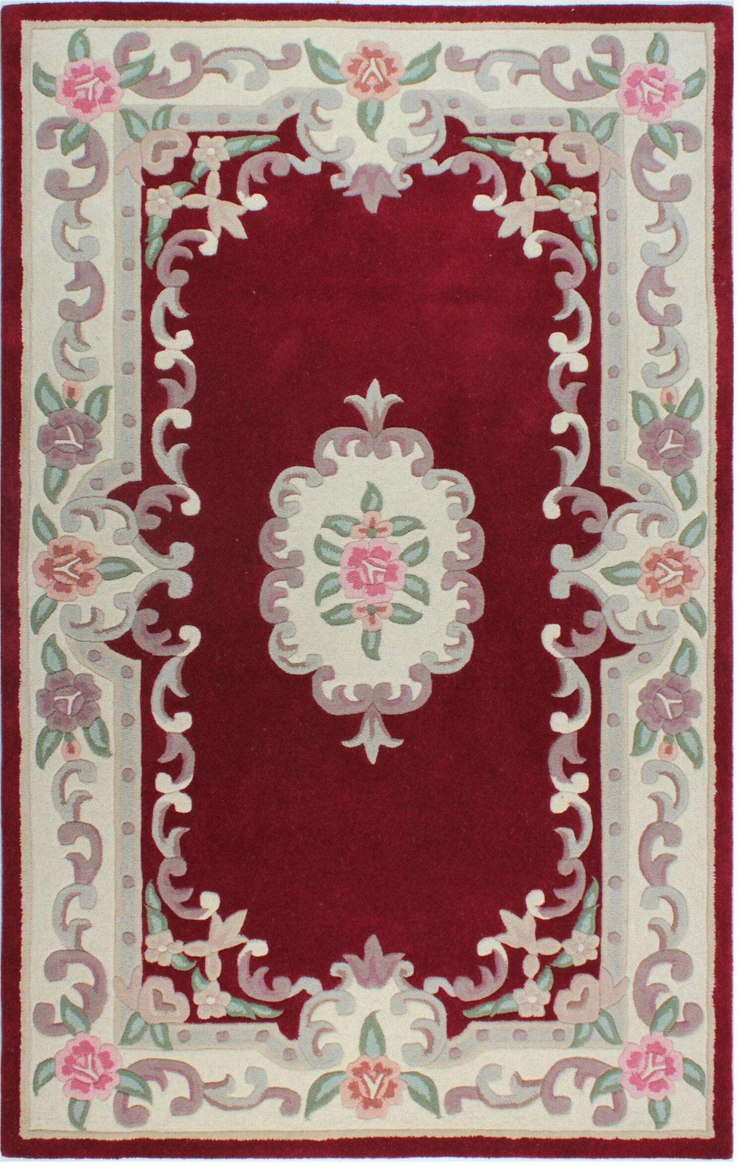 Wollteppich FLAIR RUGS Aubusson Rot Blumenmuster 75x150cm