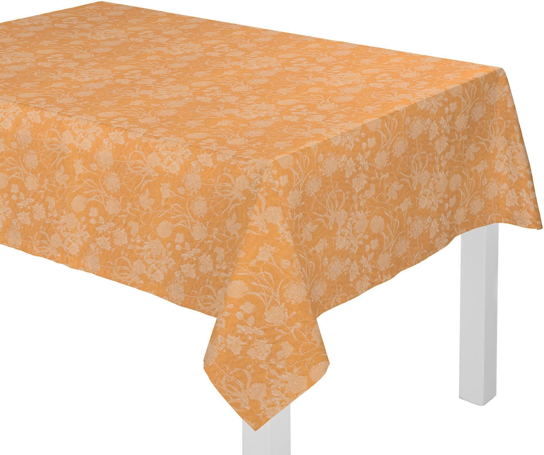 Adam Tischdecke Flower Cuvée Curry Jacquard 145x190 cm Bio-Baumwolle