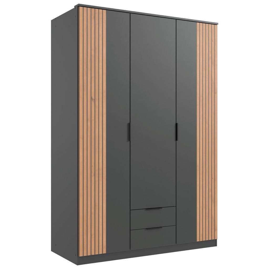 Drehtürenschrank mit Akustiklamellen Optik