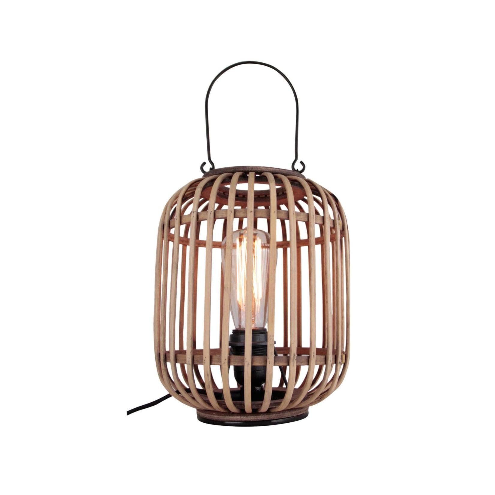 Brilliant Tischleuchte Woodrow, Tischlampe mit Tragegriff hellbraun