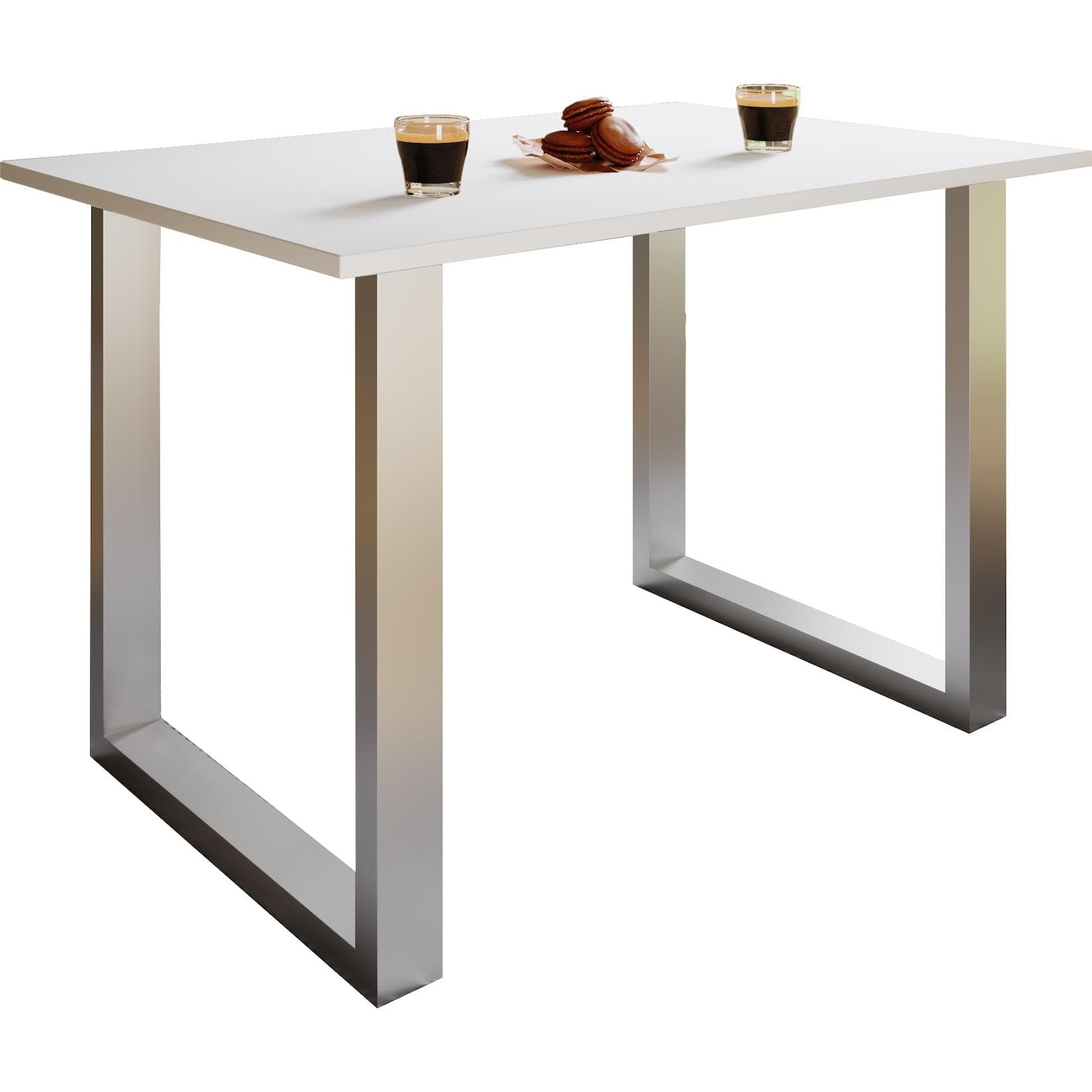 VCM Esstisch Xona U Weiß Silber Holzstruktur 140x50 cm