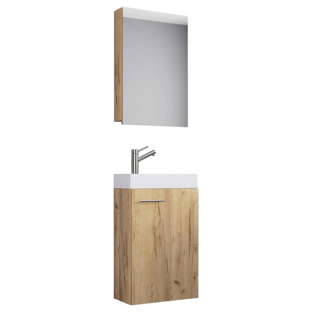 Badmöbel-Set mit Waschbecken, Unterschrank und Spiegelschrank