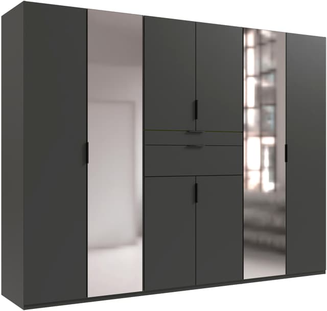 Drehtürenschrank mit Spiegel und Schubladen -  in 2 Breiten erhältlich