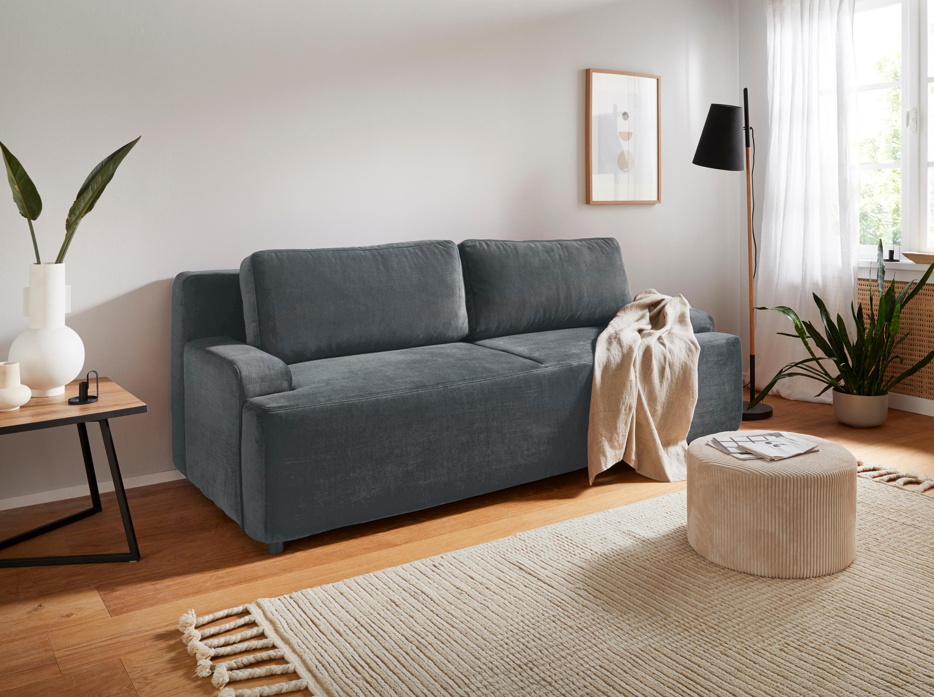Schlafsofa HOME AFFAIRE Halbschlaf Blau Bettkasten
