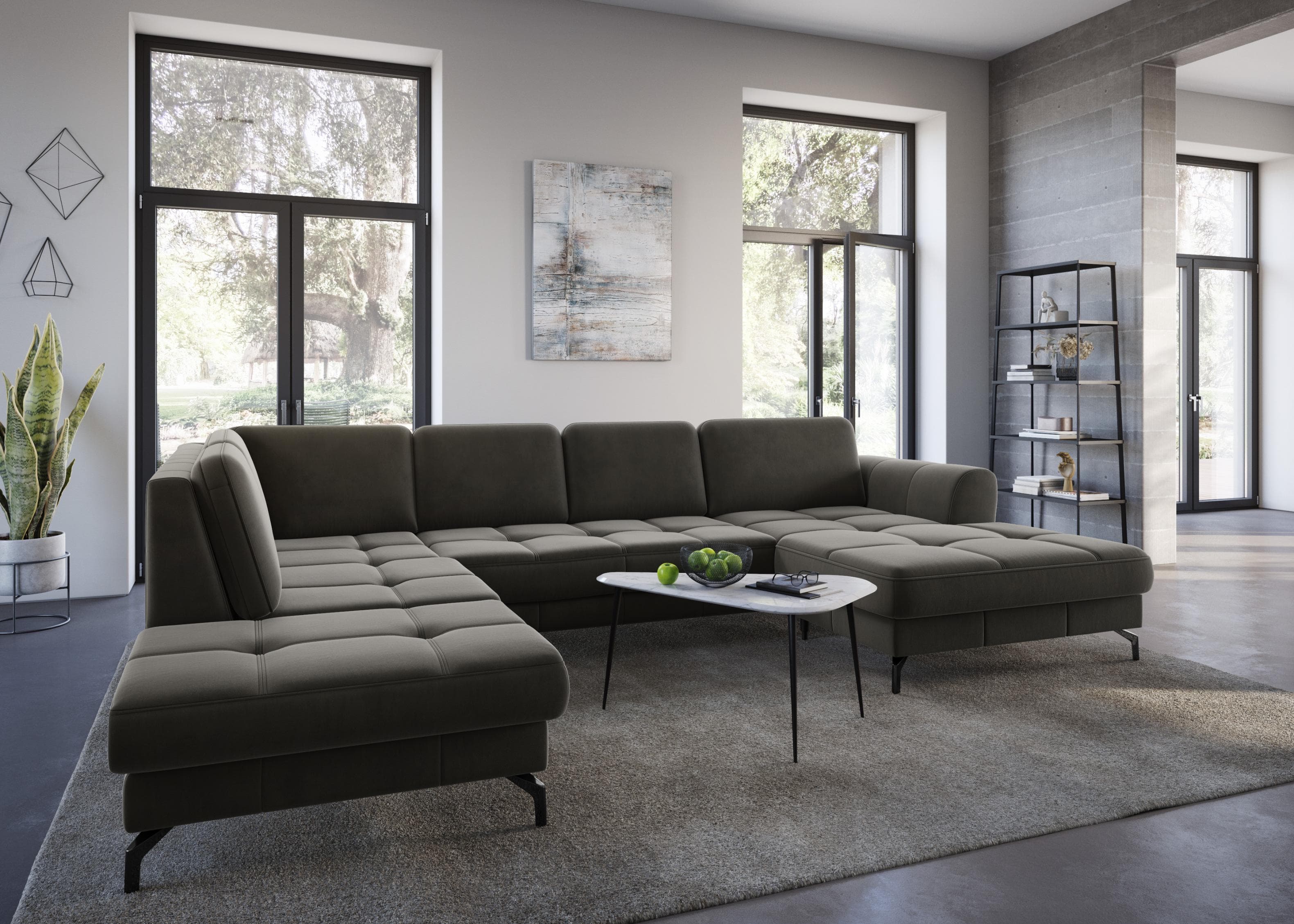 SIT & MORE Wohnlandschaft Bendigo U-Form Anthrazit mit Sitztiefenverstellung