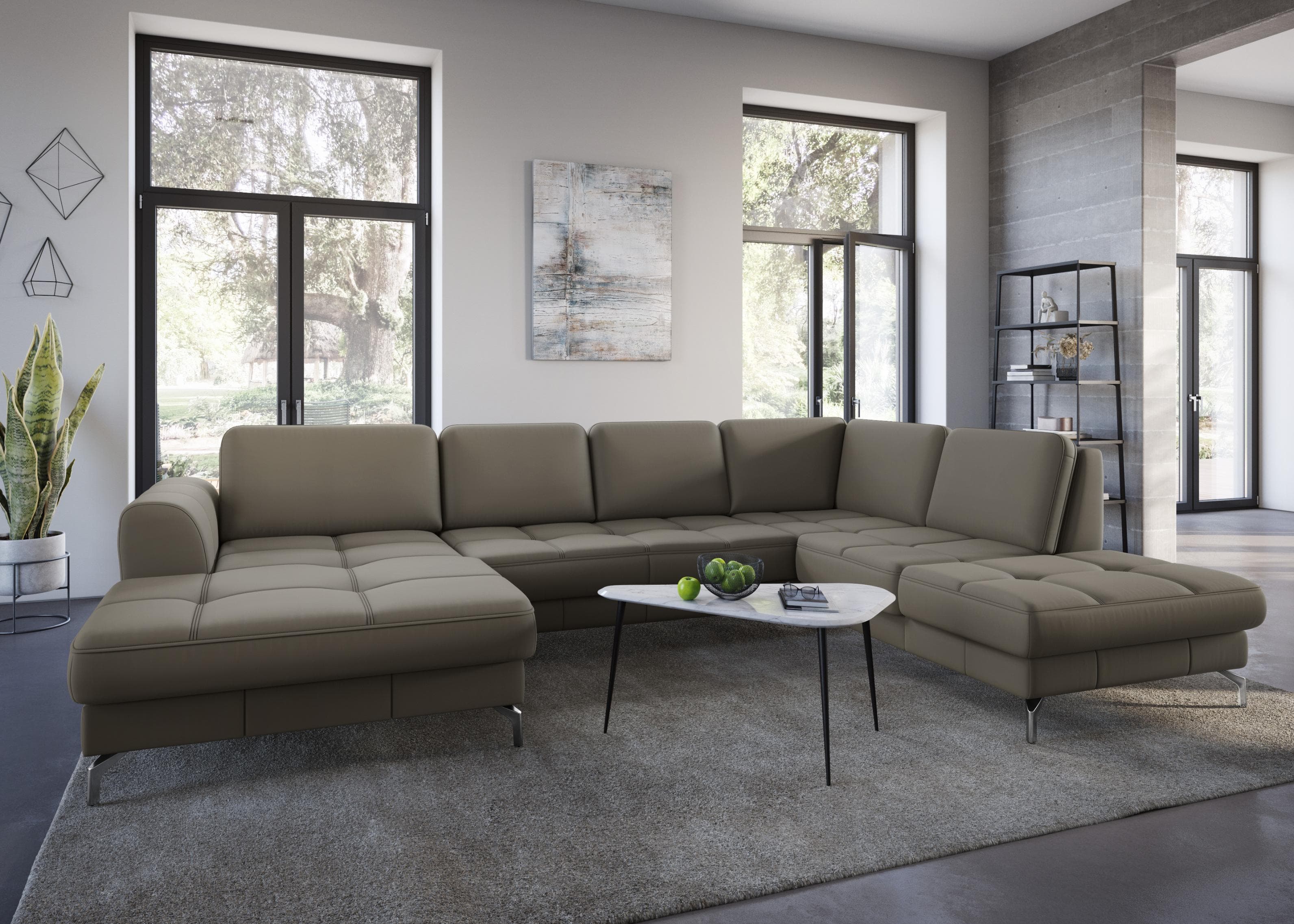 SIT & MORE Wohnlandschaft Bendigo U-Form Braun NaturLEDER