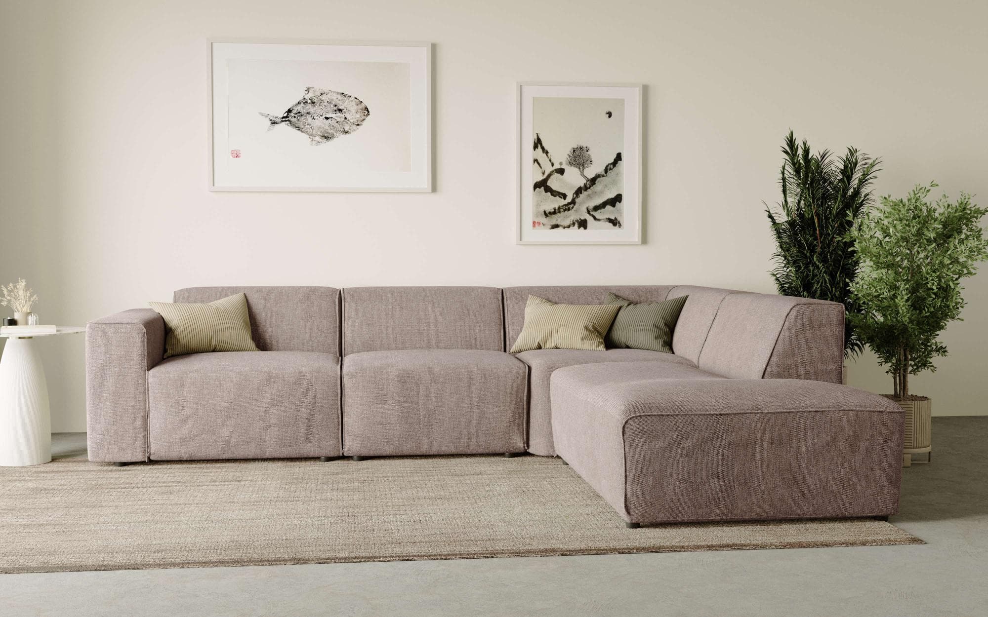 HOME AFFAIRE Ecksofa Noord L-Form Braun mit Ottomane