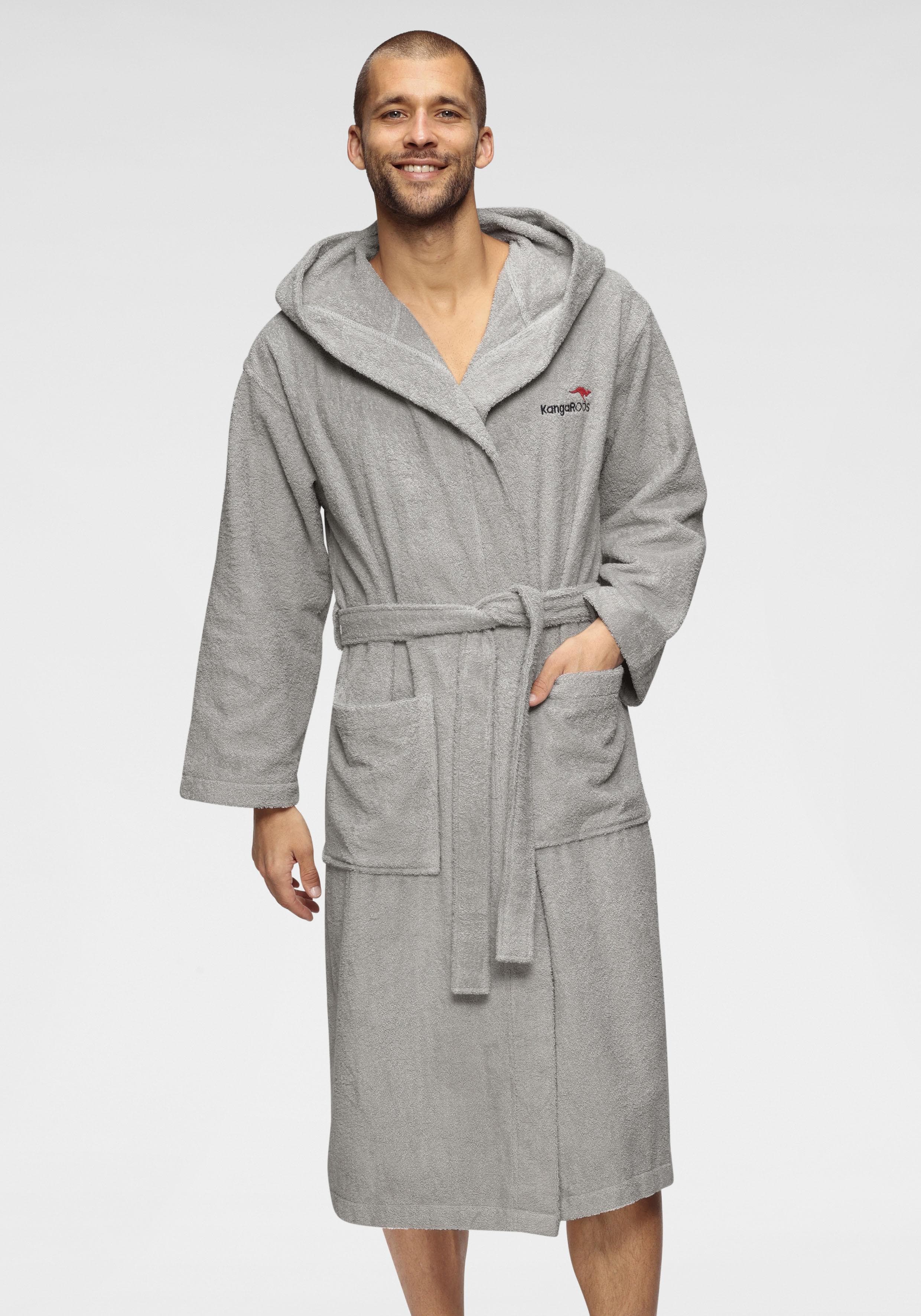 KANGAROOS Unisex-Bademantel Cassidy Grau Walkfrottee