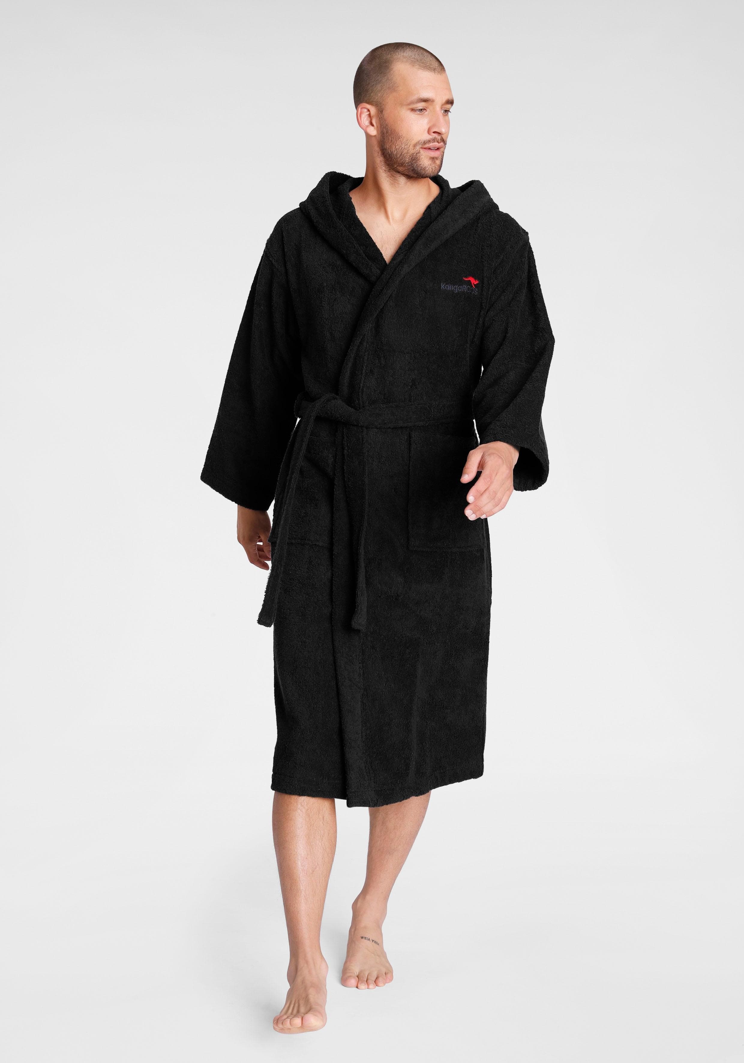 KANGAROOS Unisex-Bademantel Cassidy Schwarz Walkfrottee