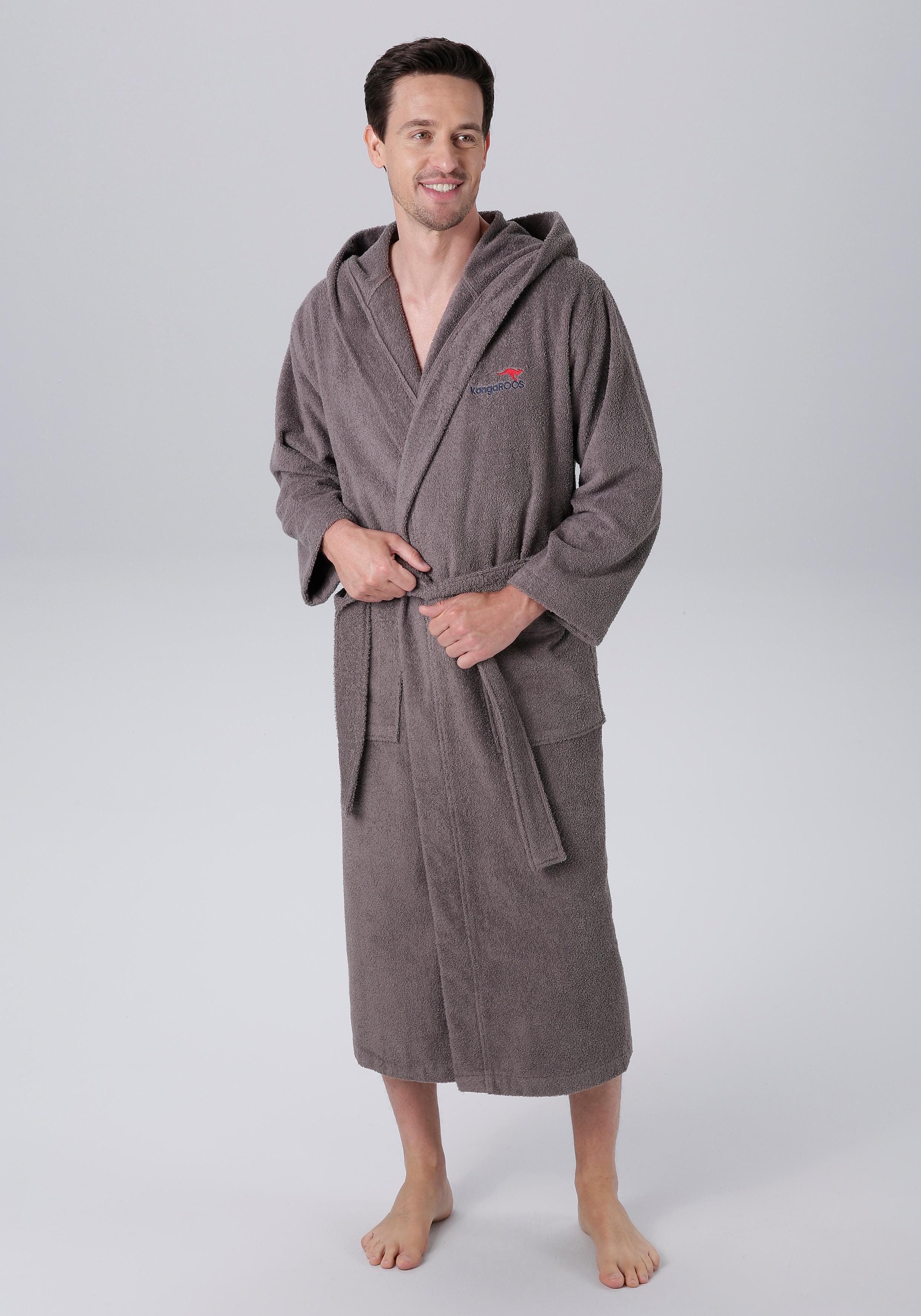 KANGAROOS Unisex Bademantel Cassidy Anthrazit Walkfrottee