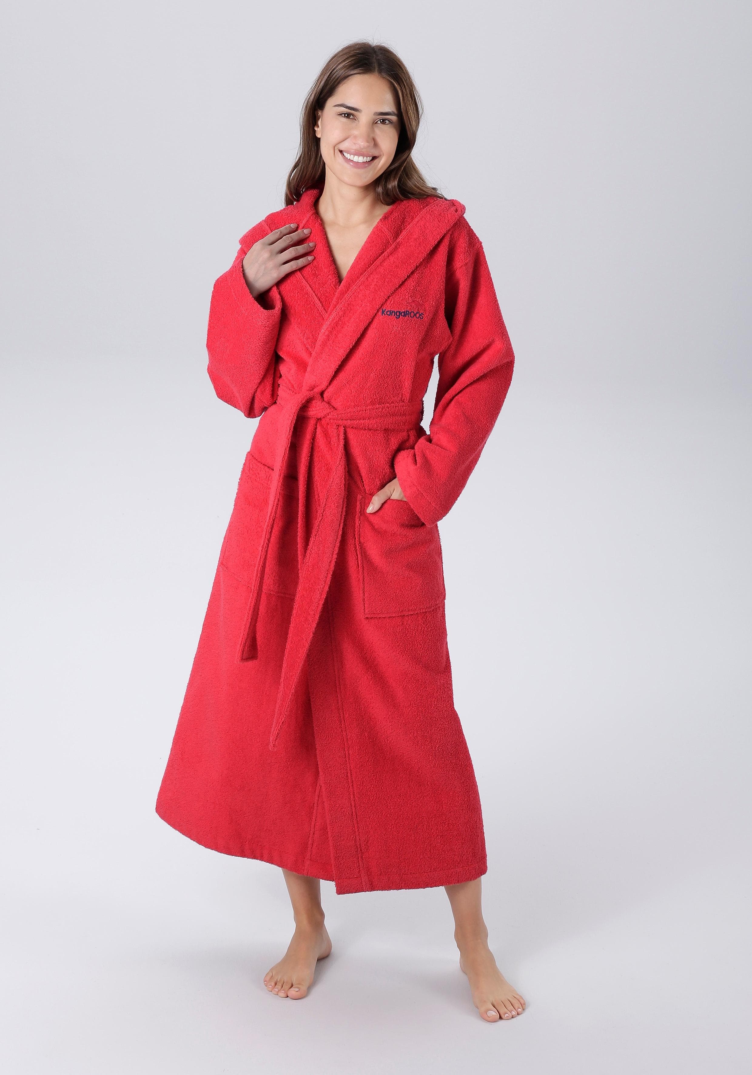 KANGAROOS Unisex-Bademantel Cassidy rot Walkfrottee