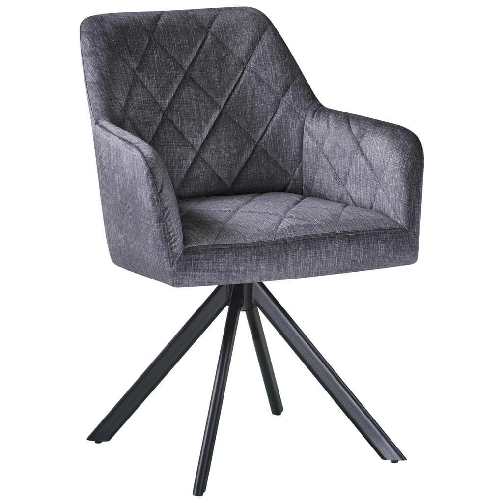 Carryhome Armlehnstuhl Anthrazit Schwarz Metall Textil Rautenmuster