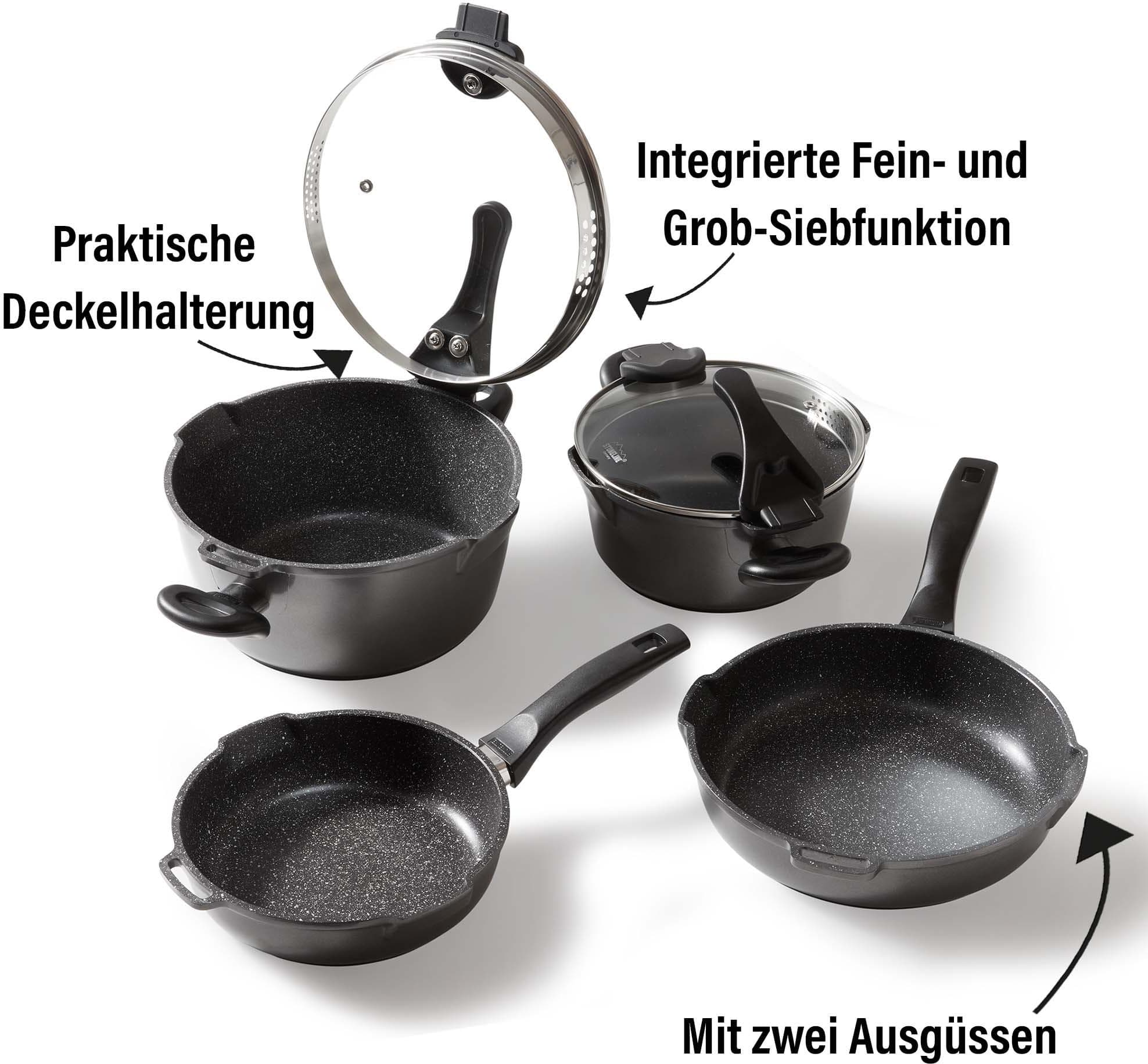 Topf-Set STONELINE Future schwarz, 8-tlg., Induktion