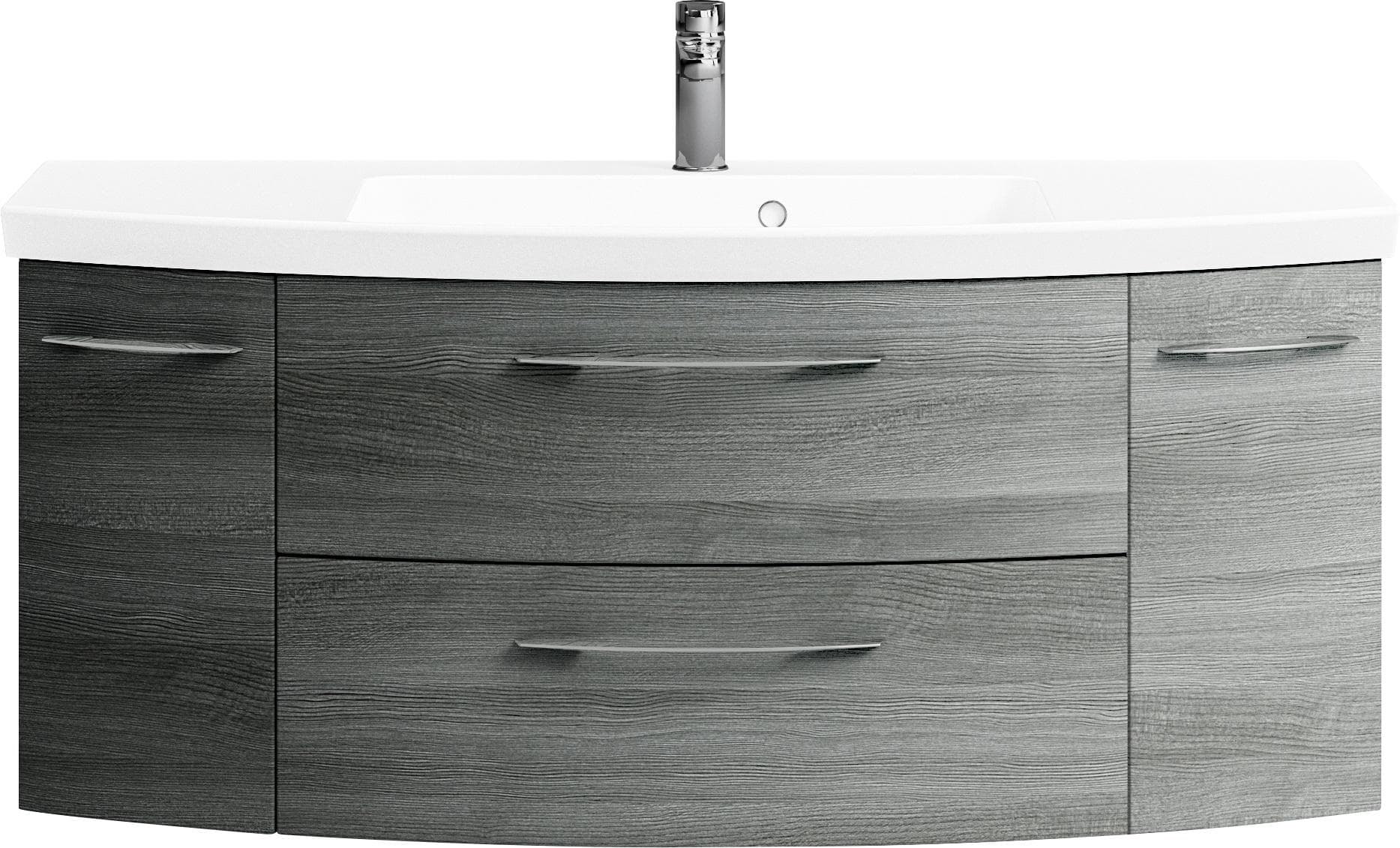 Badmöbel-Set SAPHIR Cassca Sprint Mineralmarmor-Waschtisch mit Unterschrank Graphit Struktur Quer Nachbildung